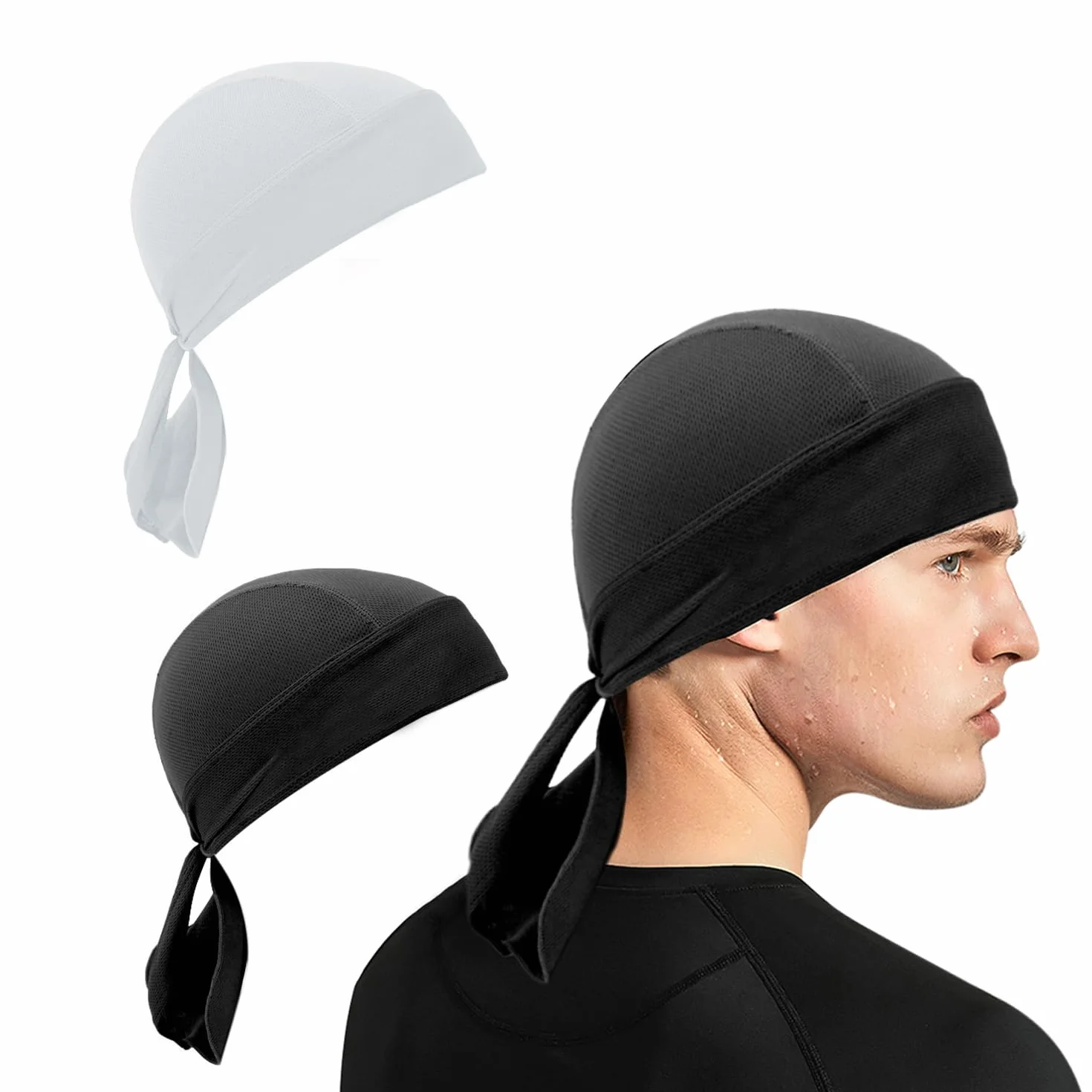 Bandana, czarna bandana, sportowa bandana, damska męska bandana, czapka motocyklowa, potochłannicze bandany, bandana piracka, kostium dzikiego faceta, odpowiedni do cosplay i rowerzysty, czarny