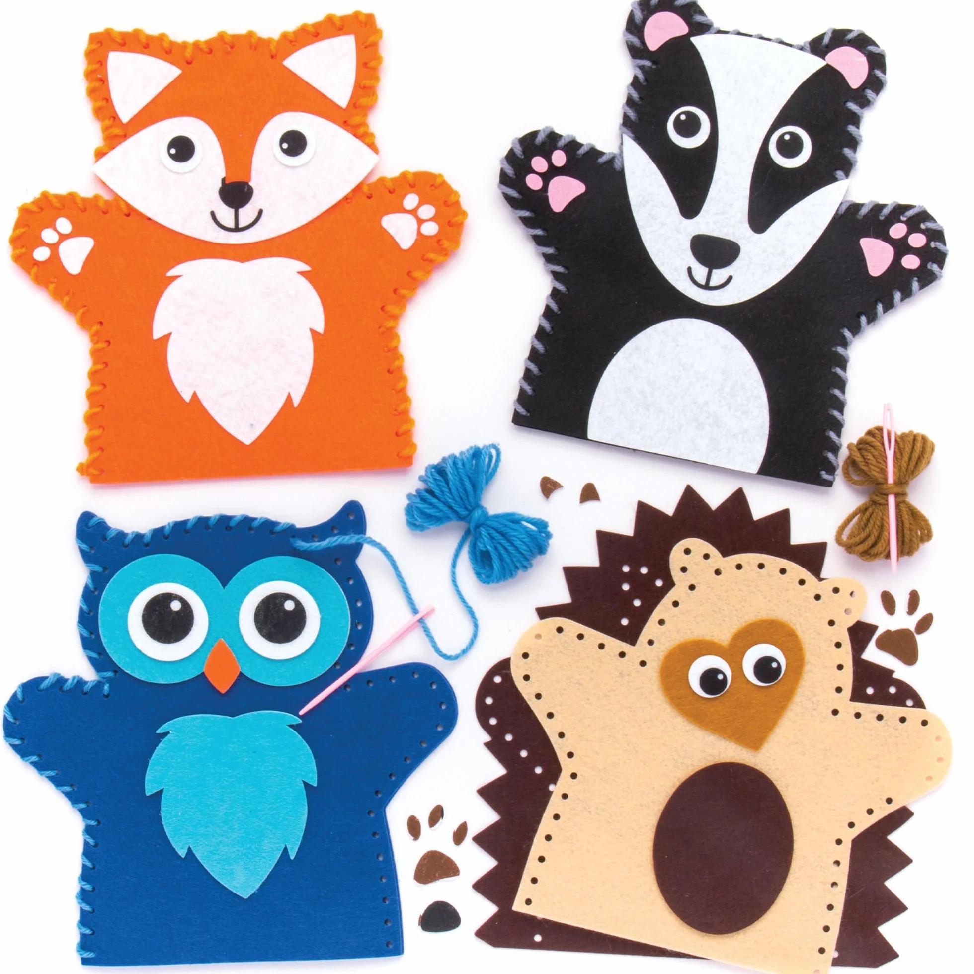 Baker Ross Woodland Animal Zestaw do Szycia Lalek, Wełna, Wielokolorowy, 3 Sztuki