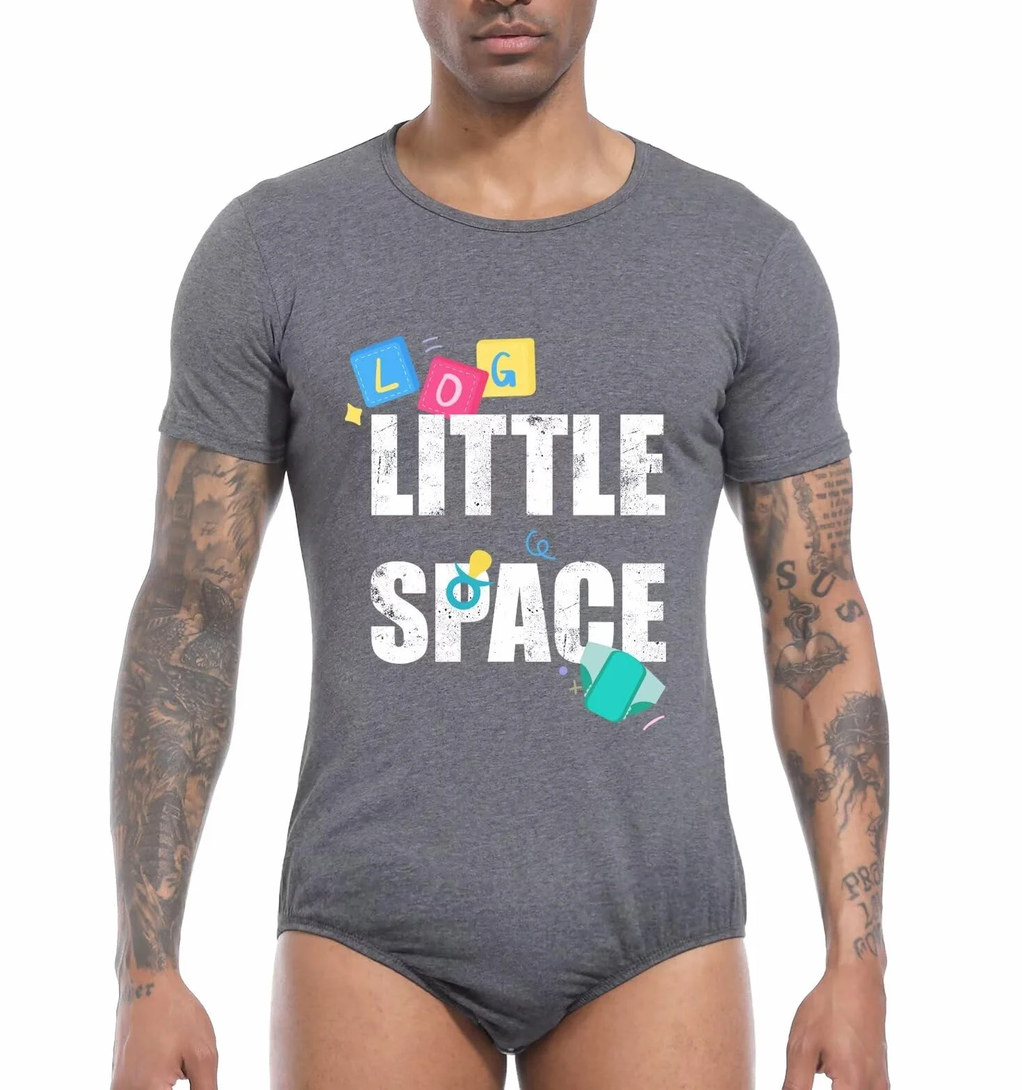 Landofgenie Mężczyźni Krótki Rękaw Onesie Pidżama Bodysuit One Piece Rompers Dolna Koszula Krocza Pidżama Niebieski Little Space