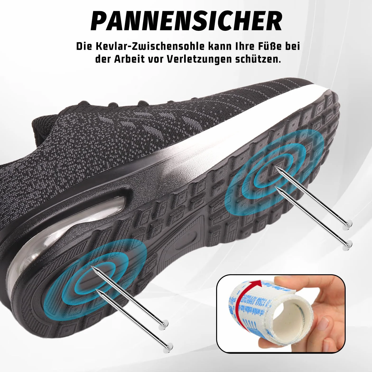 Furuian Męskie buty ochronne, lekkie, stalowe noski, buty sportowe dla mężczyzn, kobiet, wygodne buty ochronne, poduszka powietrzna, oddychające trampki robocze
