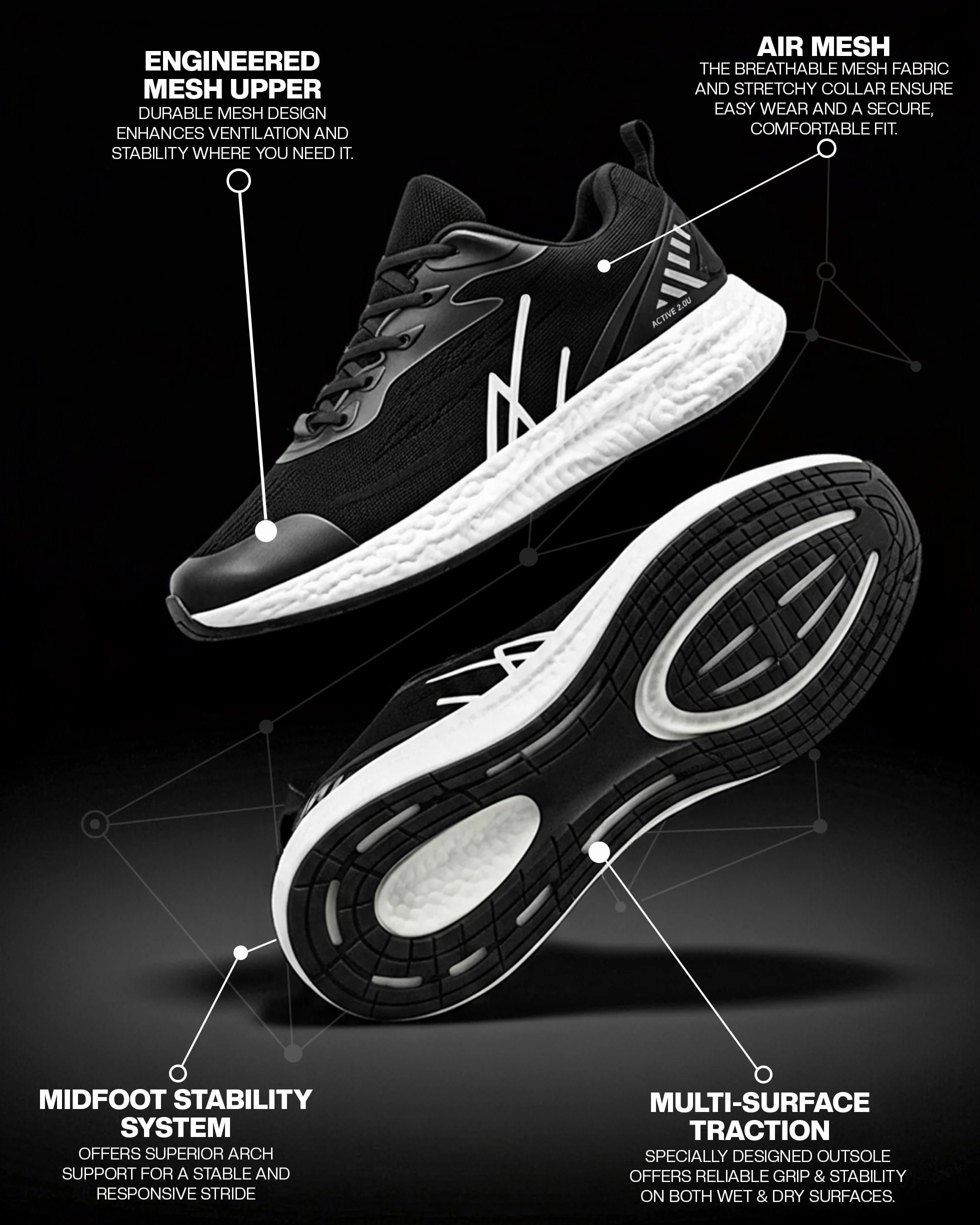 NY Threads Męskie buty do biegania Wygodne i Lekkie Sneakersy codzienne