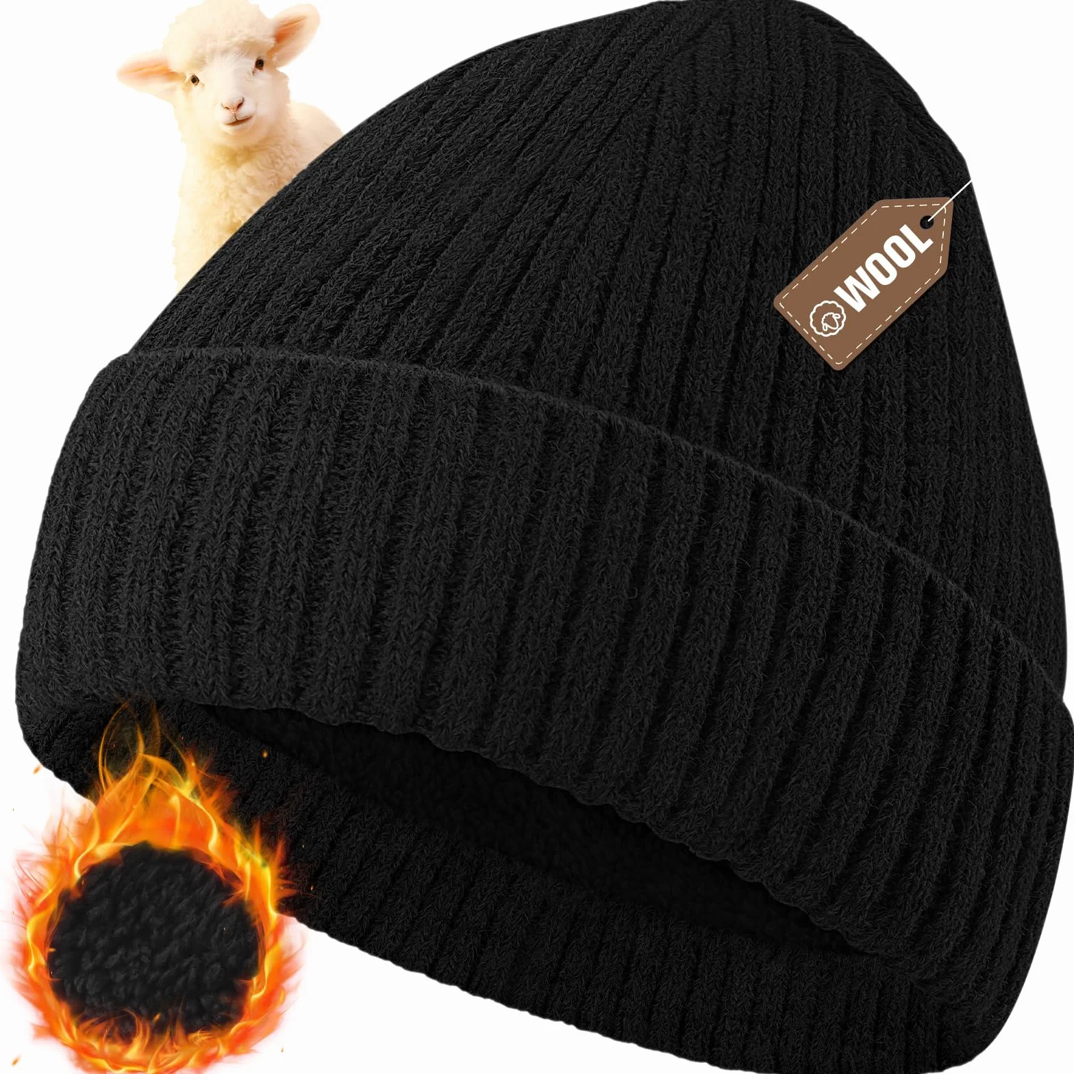 Wełniana czapka, ciepła czapka beanie z polaru, unisex, czapka zimowa, miękka i gruba czapka z dzianiny dla kobiet i mężczyzn