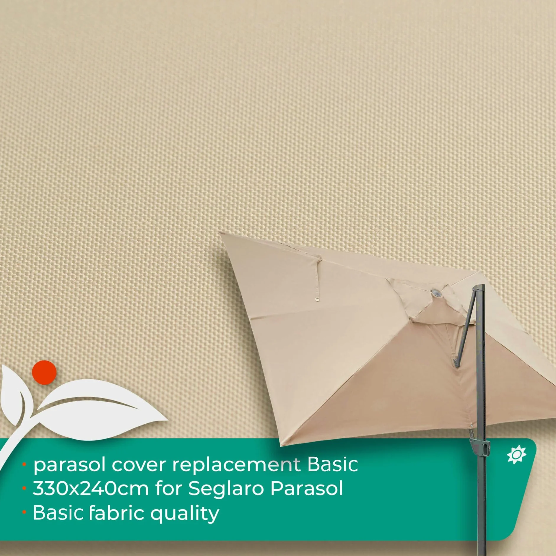 Parasol Replacement Cover 330 x 240 cm for Seglarö/Seglaro Basic, beige