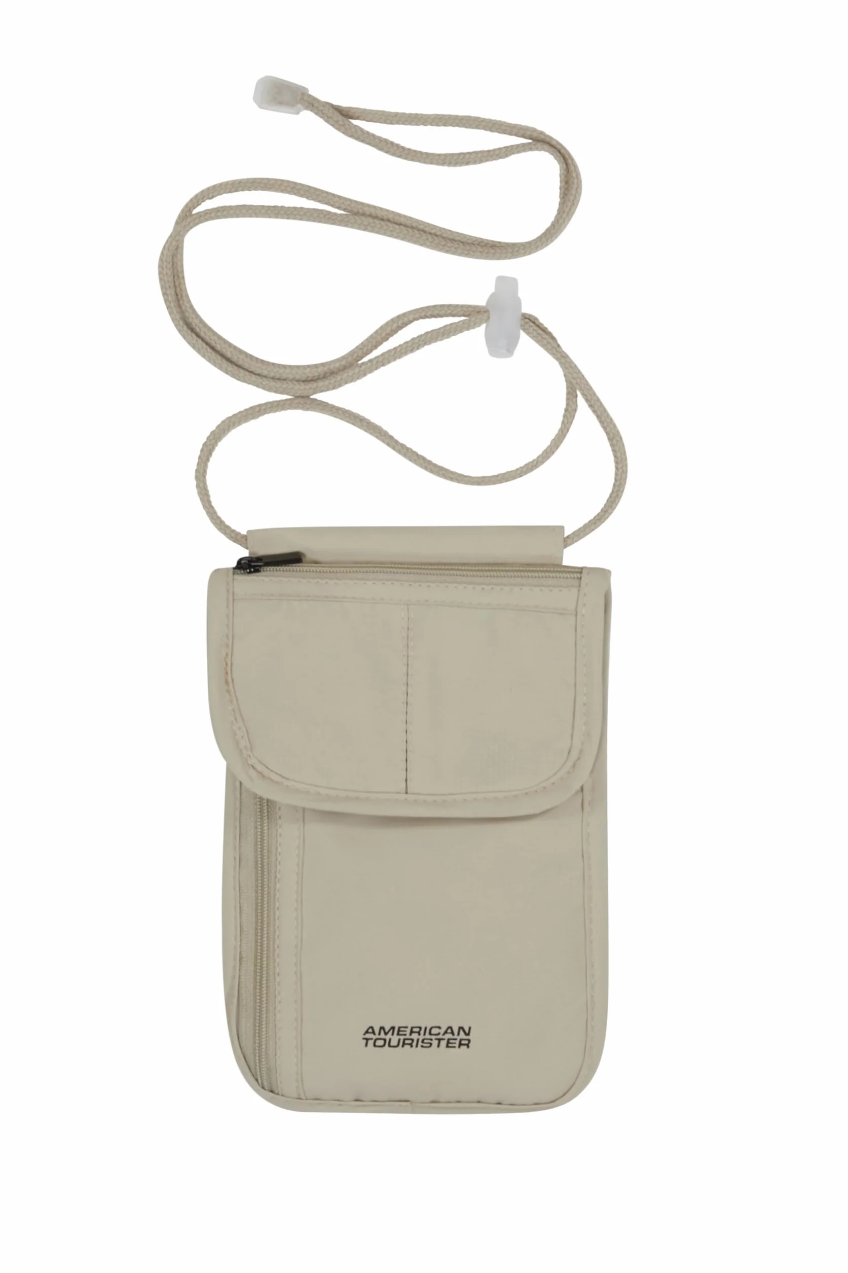 American Tourister – Saszetka na Szyje RFID dla Kobiet i Mezczyzn, Bezpieczna & Kompaktowa, Podrózna Saszetka na Szyje na Gotówke, Karty, Bilety & Paszport, Piaskowy