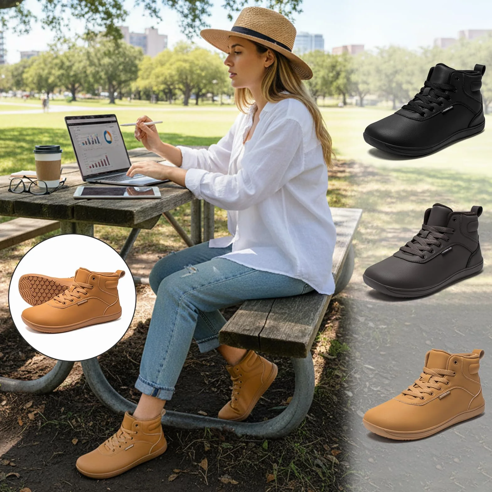 HOBIBARE wodoodporne buty typu sneakers na boso, dla kobiet i mężczyzn, bez obcasa, bez palców, oddychające botki