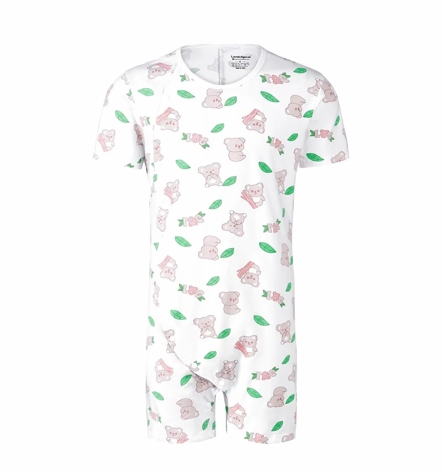 Landofgenie Onesie dla mężczyzn Jednoczęściowa Piżama Krótkie Rękawy Koala Pełny druk