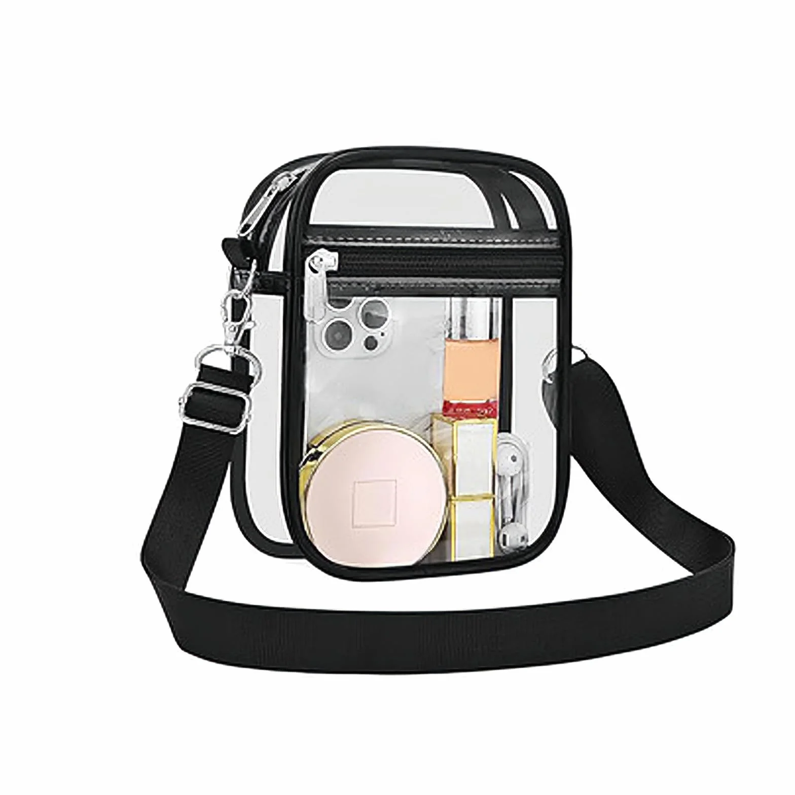 Przezroczysta torba crossbody, przezroczysta torba na ramię z PCW z regulowanym paskiem, zatwierdzona przez stadion, przezroczysta torebka na koncert, stadion, podróż, festiwal, imprezy