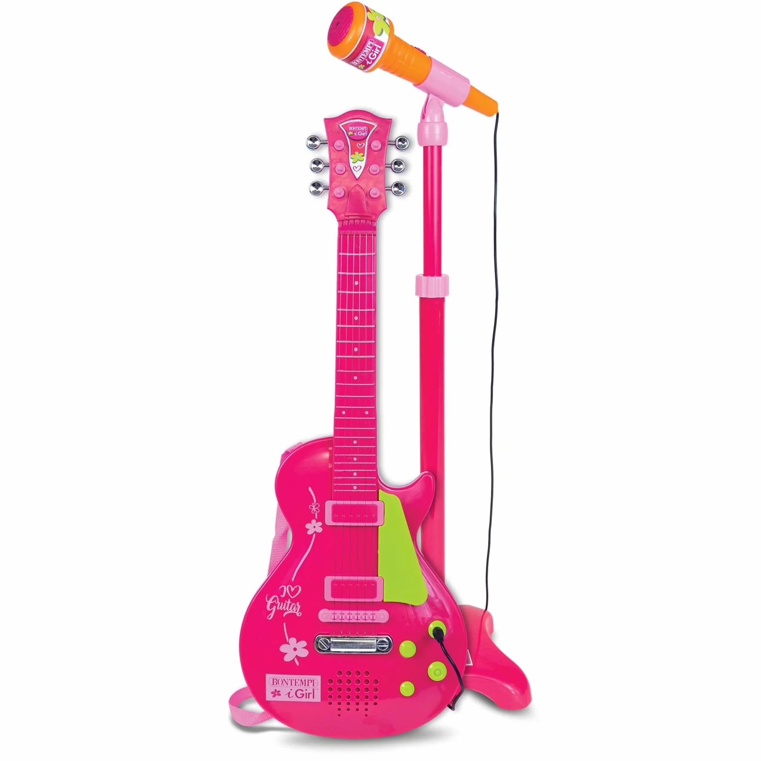 Bontempi - Różowa elektroniczna gitara rockowa z mikrofonem (245872), 24 5832