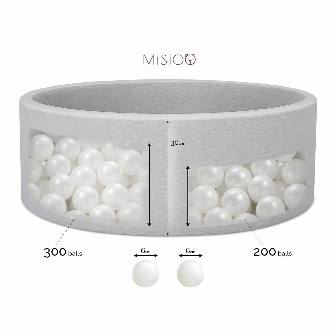 MISIOO Piłki do basenu z piłkami Ø 6 cm plastikowe LDPE zabawka dla niemowląt
