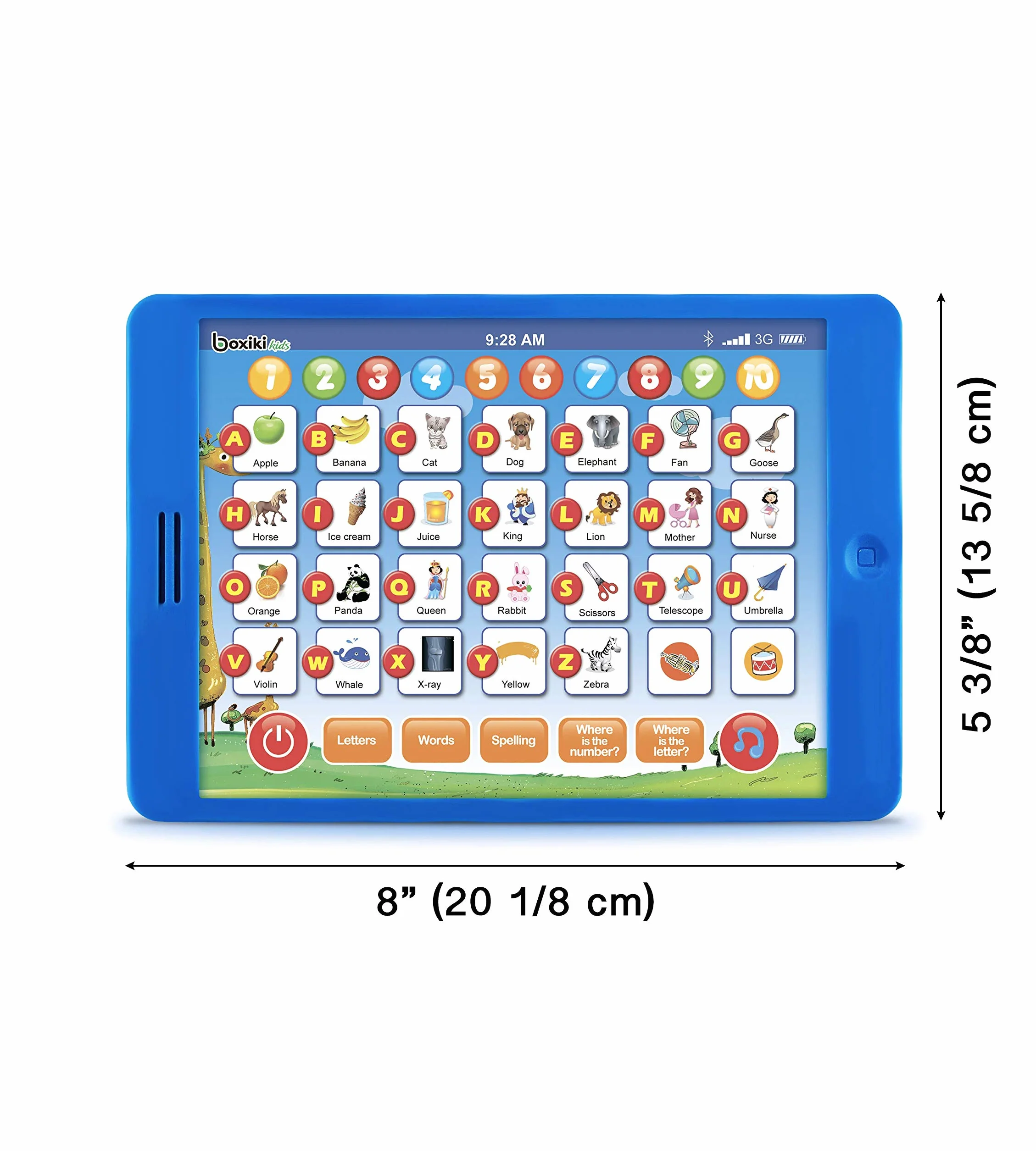 Boxiki Kids Angielski Tablet Edukacyjny, Zabawny Tablet dla Dzieci z 6 Grami Edukacyjnymi, Zabawka do Nauki Liczb i Wczesnego Rozwoju Maluchów