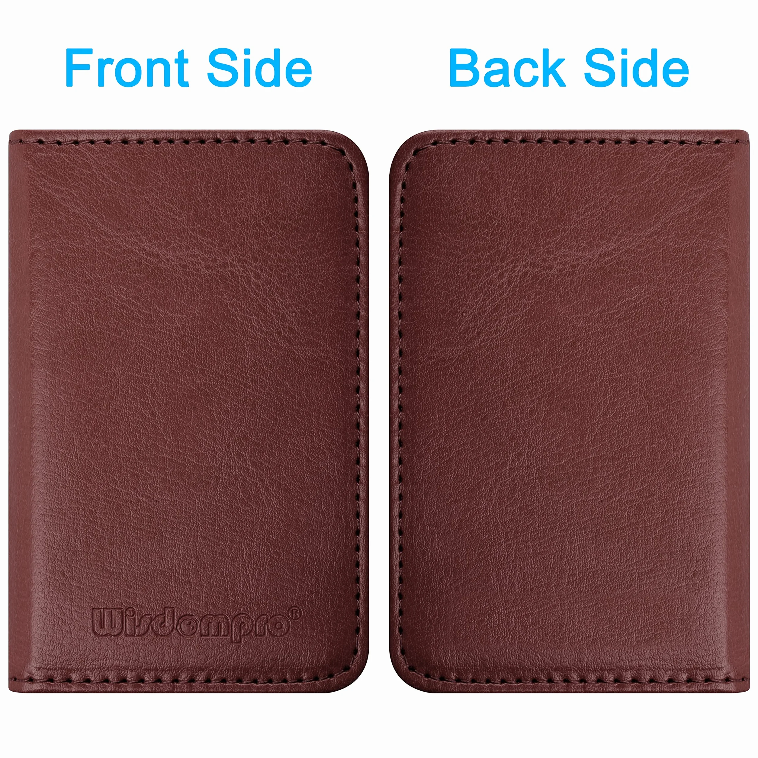 wisdompro Etui na wizytówki, dwustronne etui na wizytówki ze skóry PU, z zamknięciem magnetycznym, dla mężczyzn i kobiet, ultracienkie, Brązowy, 6.7 x 10.2 x 1.65 cm, Nowoczesny