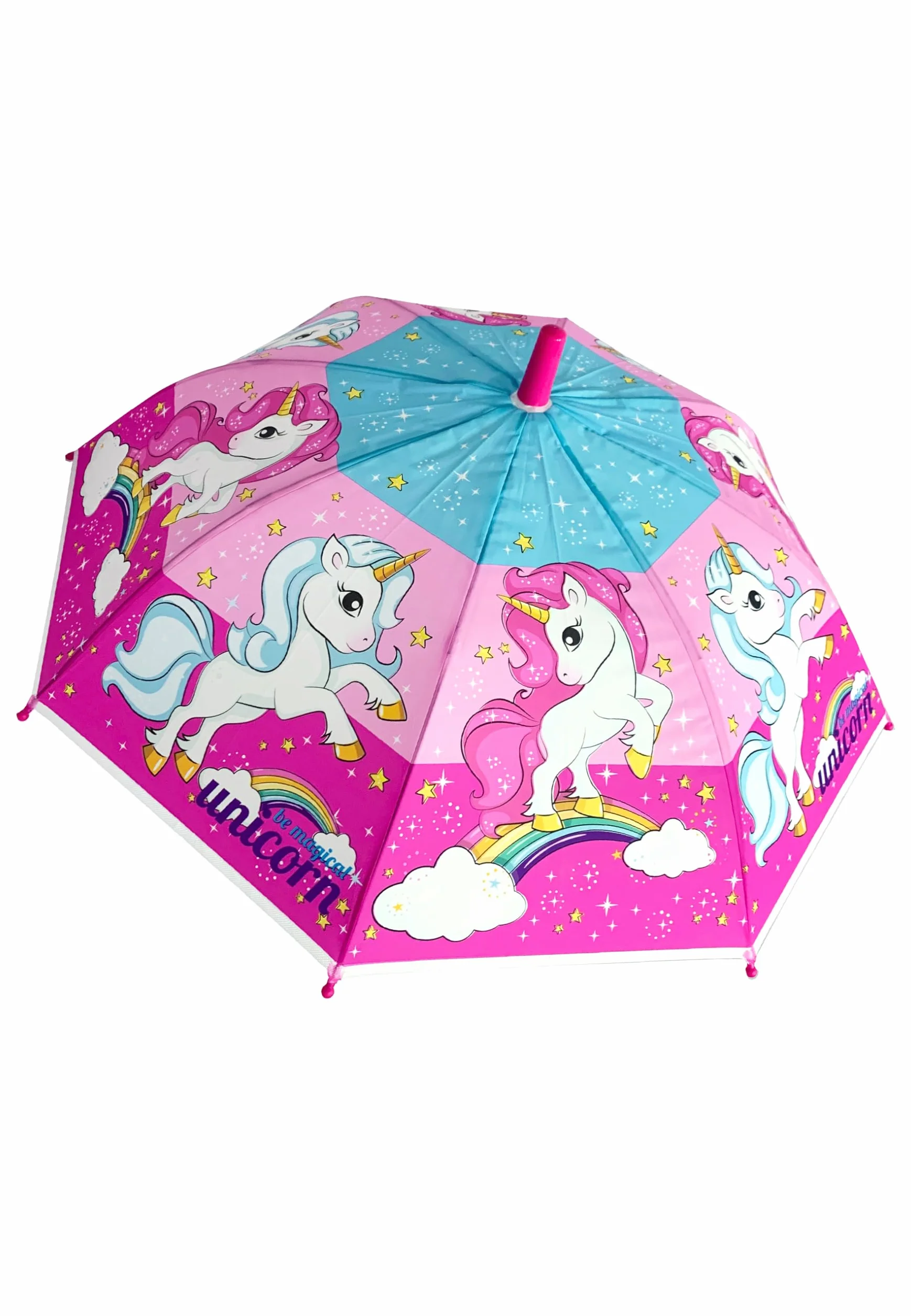 Yuhu Parasol dziecięcy z jednorożcem dla dziewczynek | kolorowy parasol z motywem tęczy | lekki parasol dla dzieci od 3 lat | stabilny i odpowiedni dla dzieci