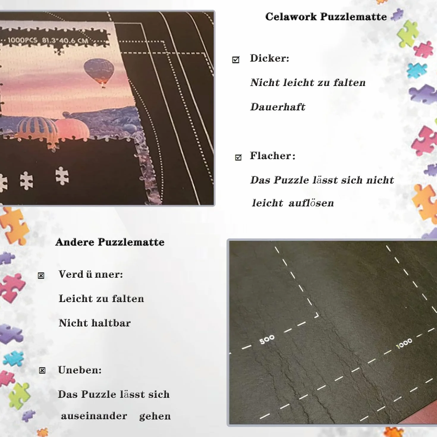 Celawork Mata do puzzli Jigsaw Rolls - do 1500, 2000, 3000 elementów - podkładka, mata rolowana (do 1500 sztuk)