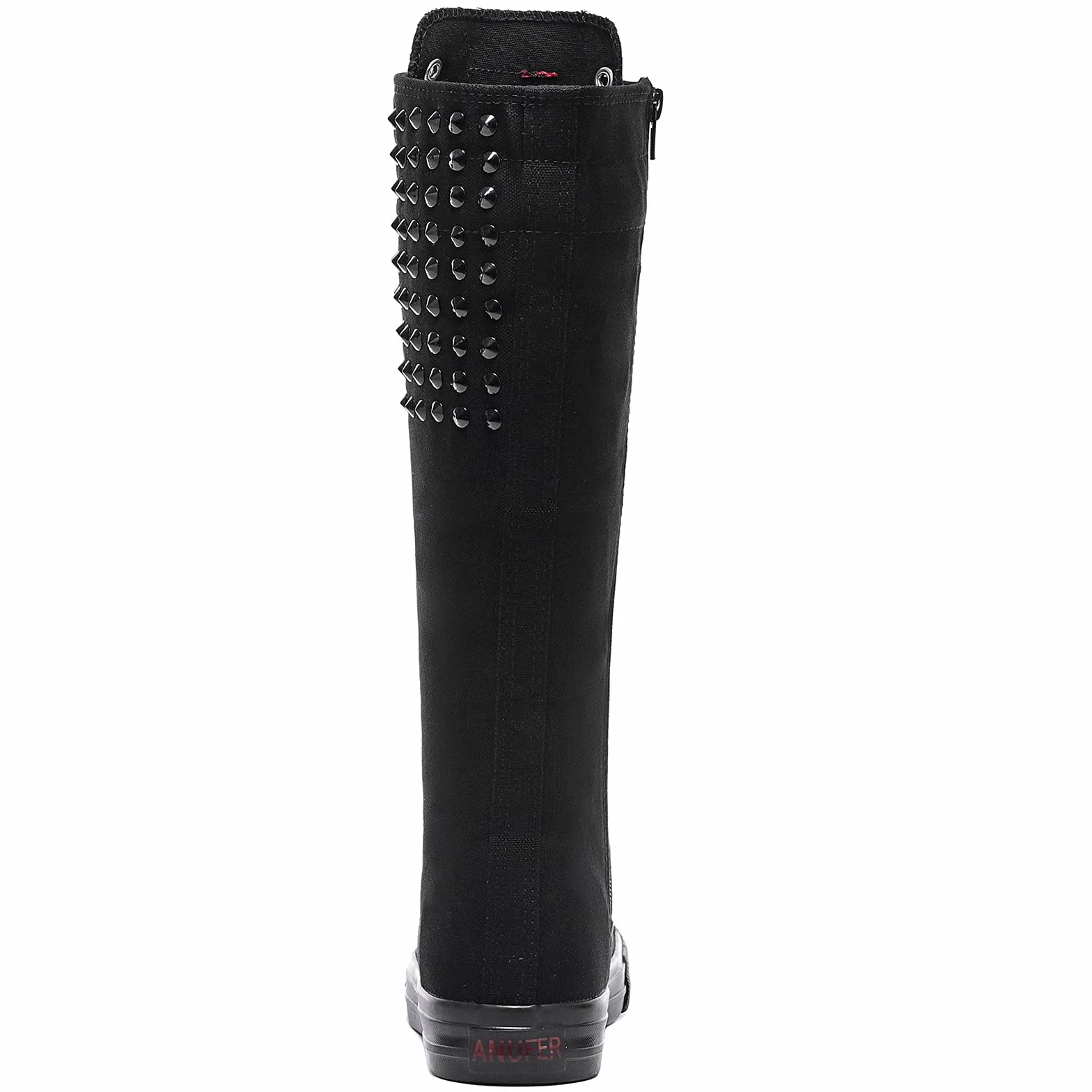 Momuk Styl punkowy, długie nity, buty z płótna żaglowego, wysokość do kolan, swobodne, modne buty rockowe dla kobiet i dziewcząt