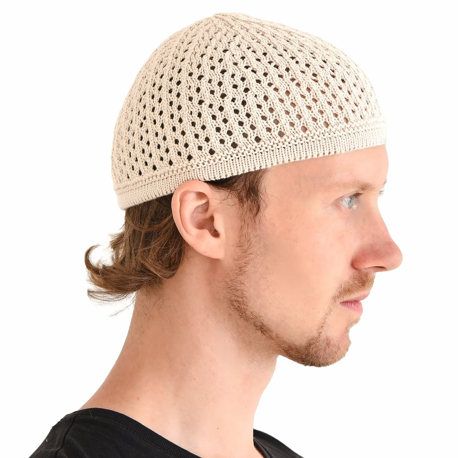 Casualbox | Knit Cotton Skull Cap | Kufi Islam Prayer Hat | Crochet Mesh Skully Beanie | Men's Headwear for All Seasons