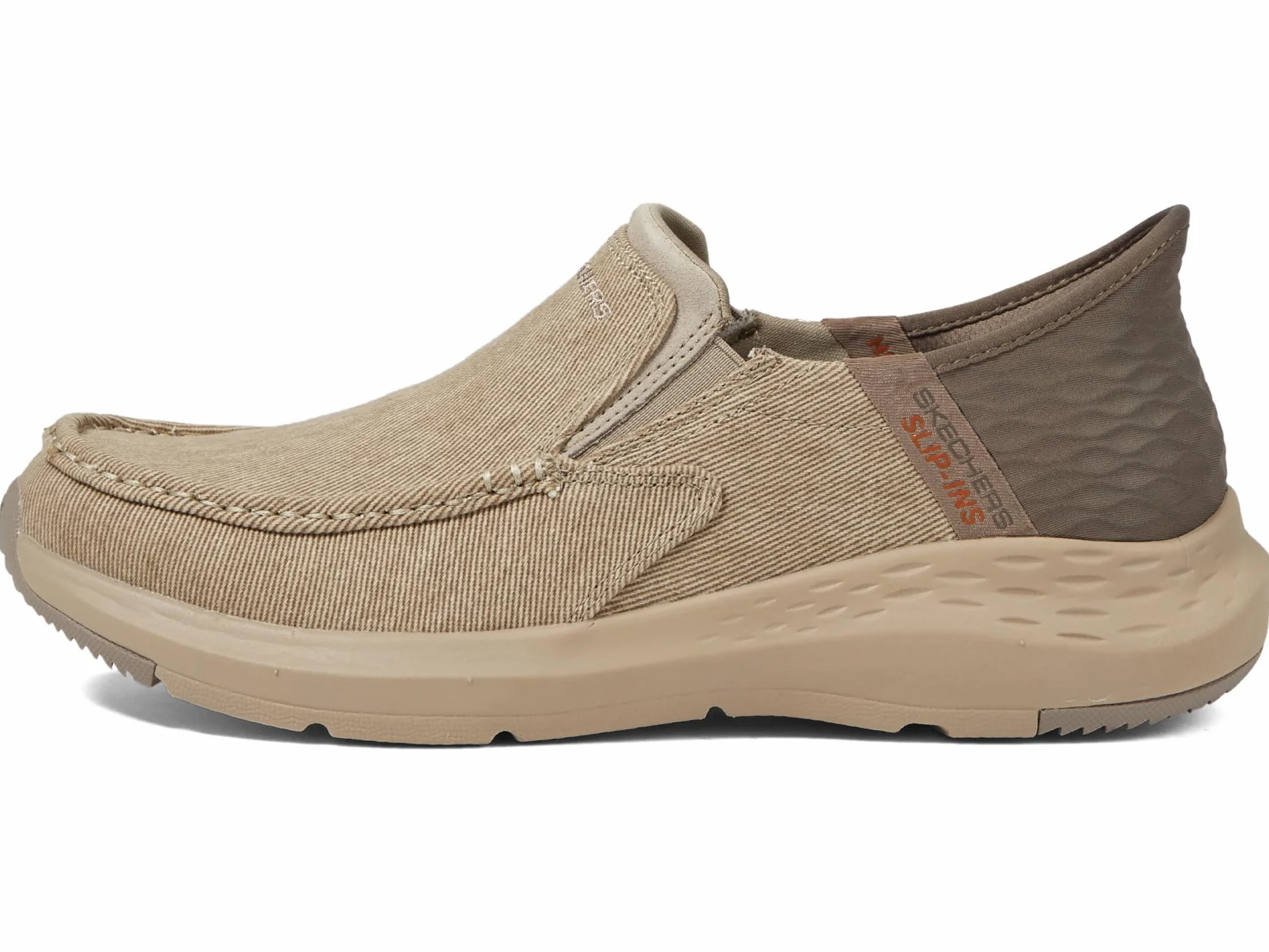 Skechers USA Men's Men's Parson-Dewitt 204806 Twin Gore Moc Toe Slip-Ins, Beige, 9