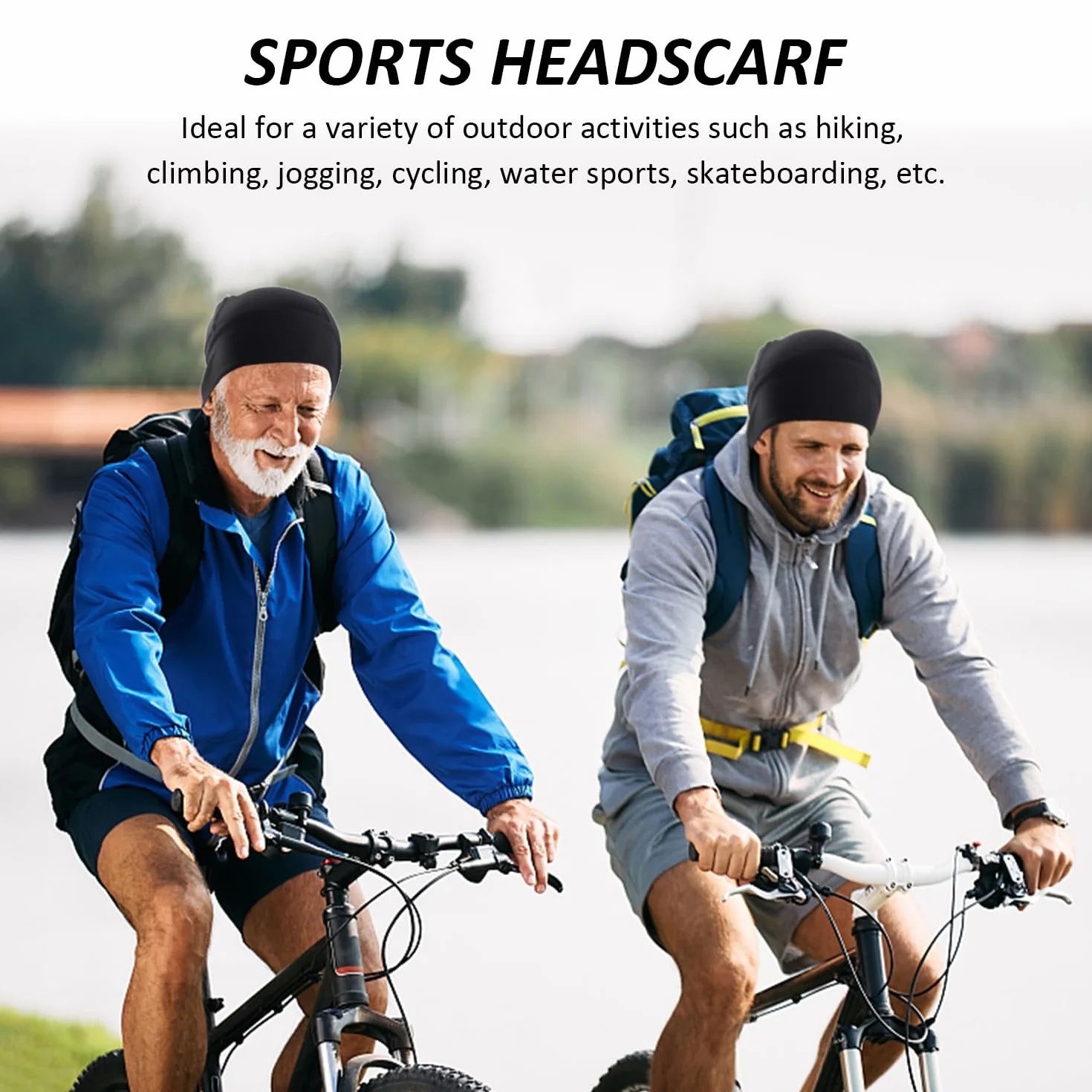 Bandana, czarna bandana, sportowa bandana, damska męska bandana, czapka motocyklowa, potochłannicze bandany, bandana piracka, kostium dzikiego faceta, odpowiedni do cosplay i rowerzysty, czarny