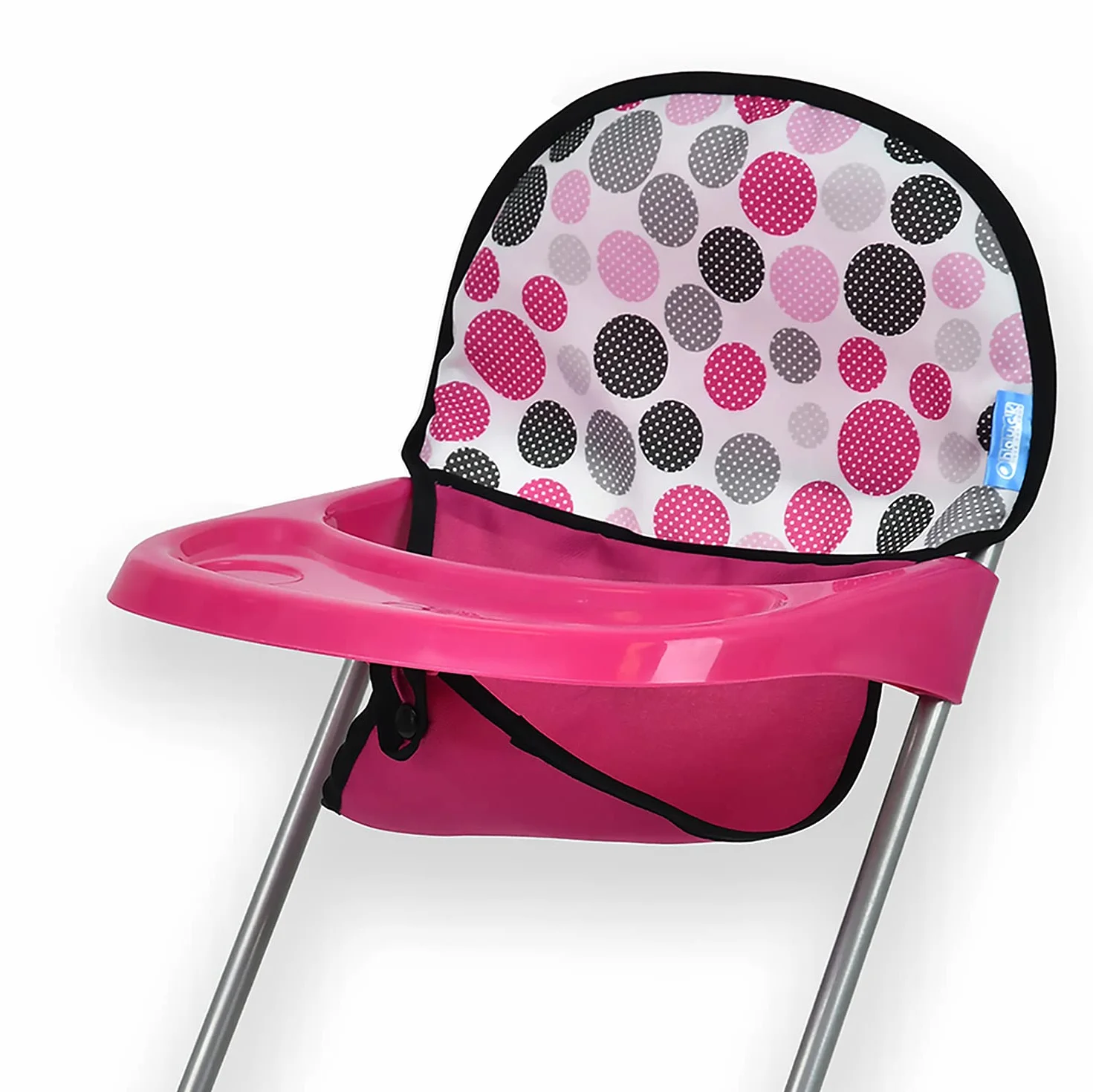 Hauck wysokie krzesełko dla lalek, z tacą do posiłku, dla lalek do 43 cm, Pink Dots, Różowe Punkty