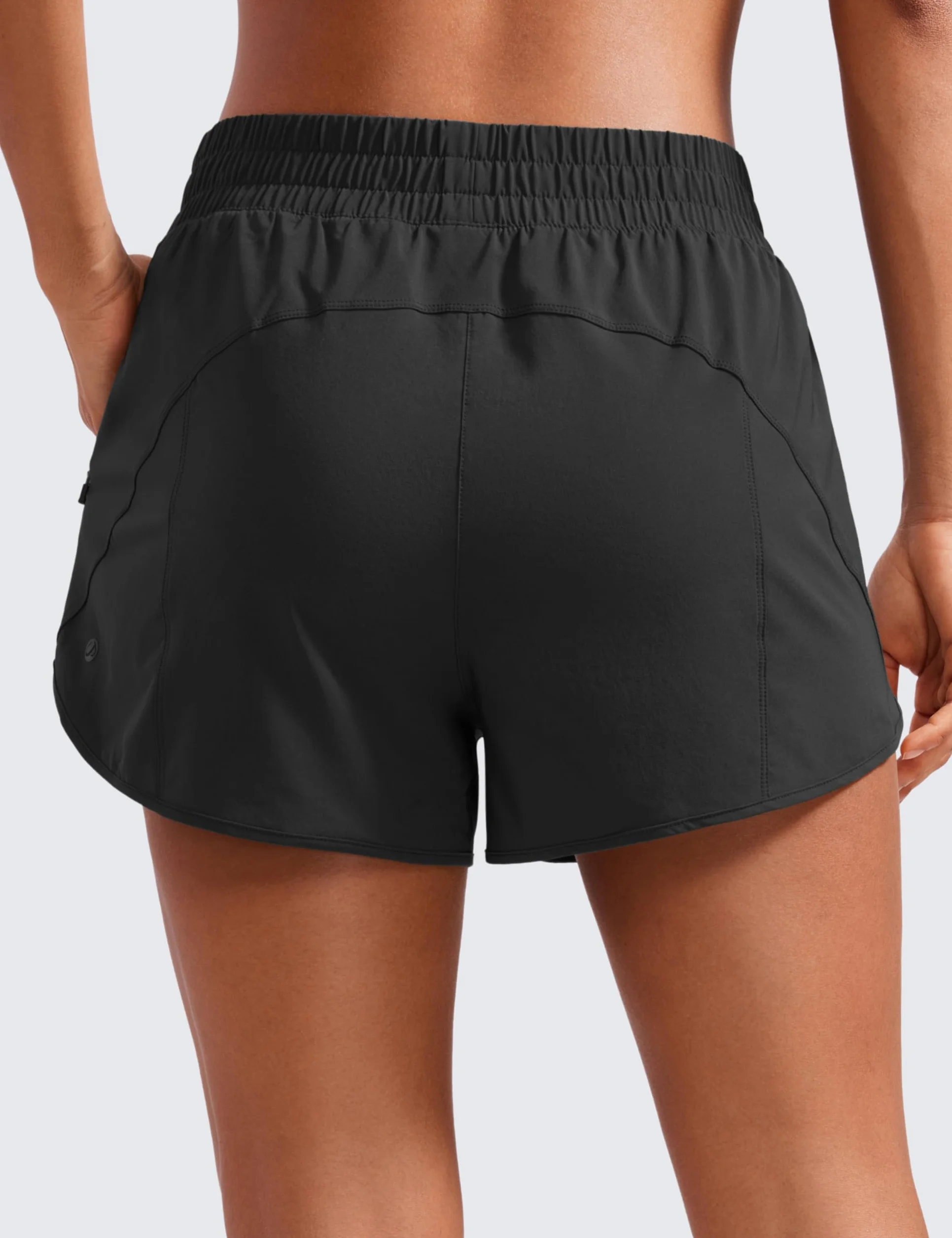 CRZ YOGA Damskie Szorty do biegania o wysokiej talii.3'' Mesh Liner Quick Dry Athletic Gym Trening Spodenki z kieszenią na zamek