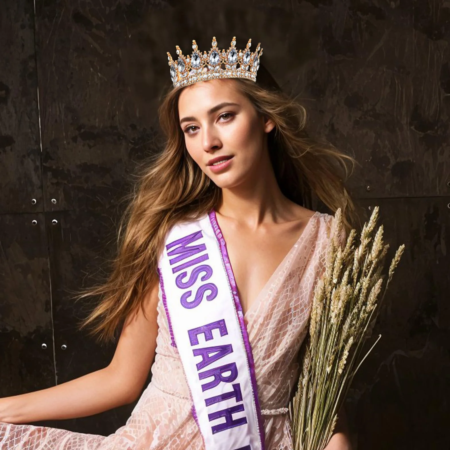 1 x diadem księżniczki, kryształowa tiara dla dziewcząt, kryształowa korona damska, w stylu vintage, tiara, błyszcząca ozdoba do włosów dla panny młodej, na wesele, bal absolwentów, 1 sztuka