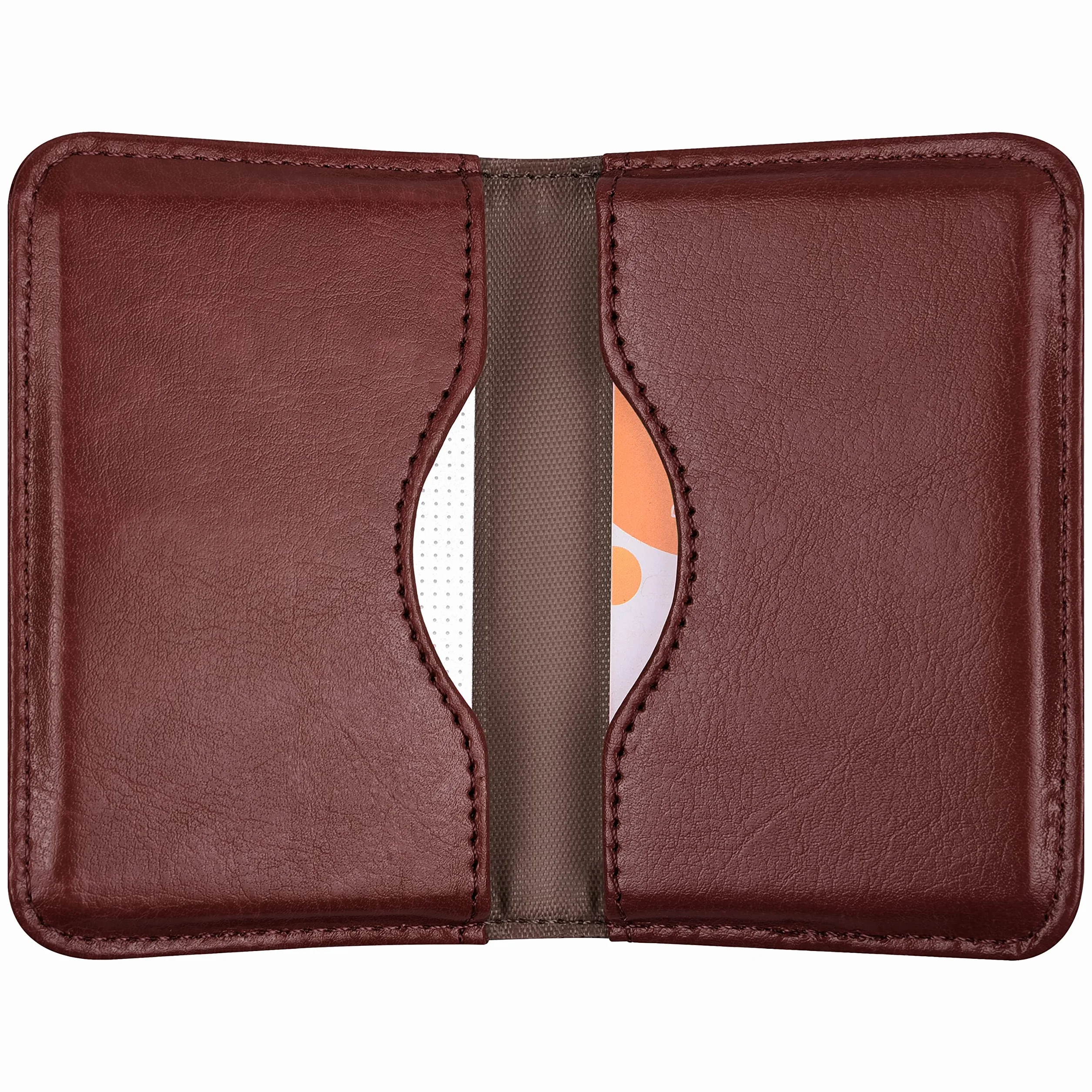 wisdompro Etui na wizytówki, dwustronne etui na wizytówki ze skóry PU, z zamknięciem magnetycznym, dla mężczyzn i kobiet, ultracienkie, Brązowy, 6.7 x 10.2 x 1.65 cm, Nowoczesny