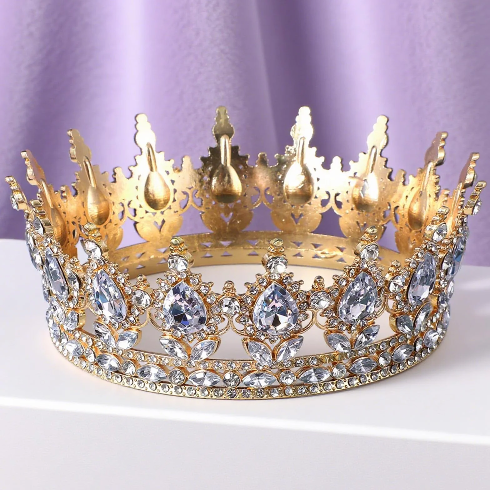 1 x diadem księżniczki, kryształowa tiara dla dziewcząt, kryształowa korona damska, w stylu vintage, tiara, błyszcząca ozdoba do włosów dla panny młodej, na wesele, bal absolwentów, 1 sztuka