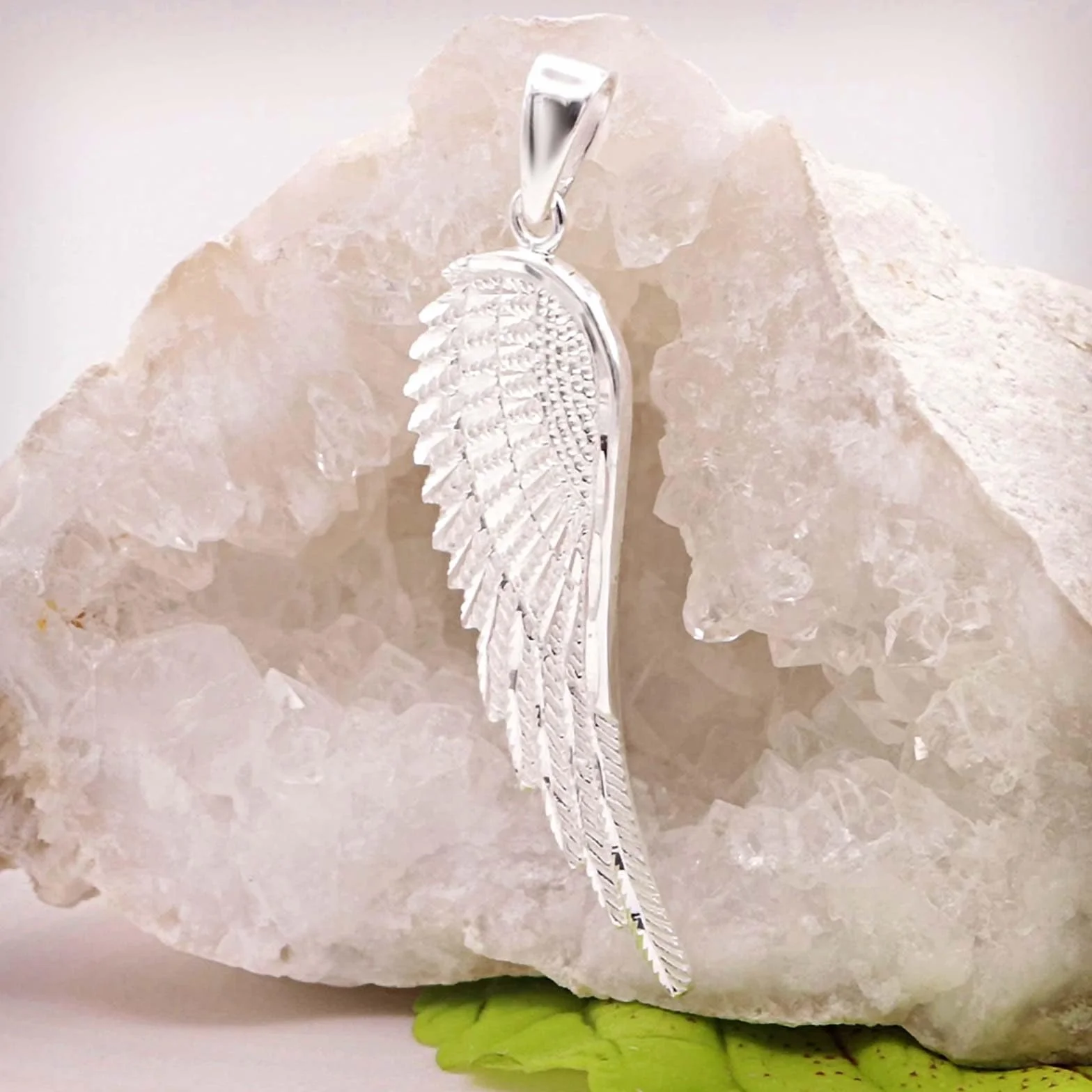 CLEVER SCHMUCK Zestaw srebrnych wisiorków duże skrzydła anioła 36 cm błyszczący diamentowany i łańcuszek pancerka 45 cm srebro wysokiej próby 925 rodowane