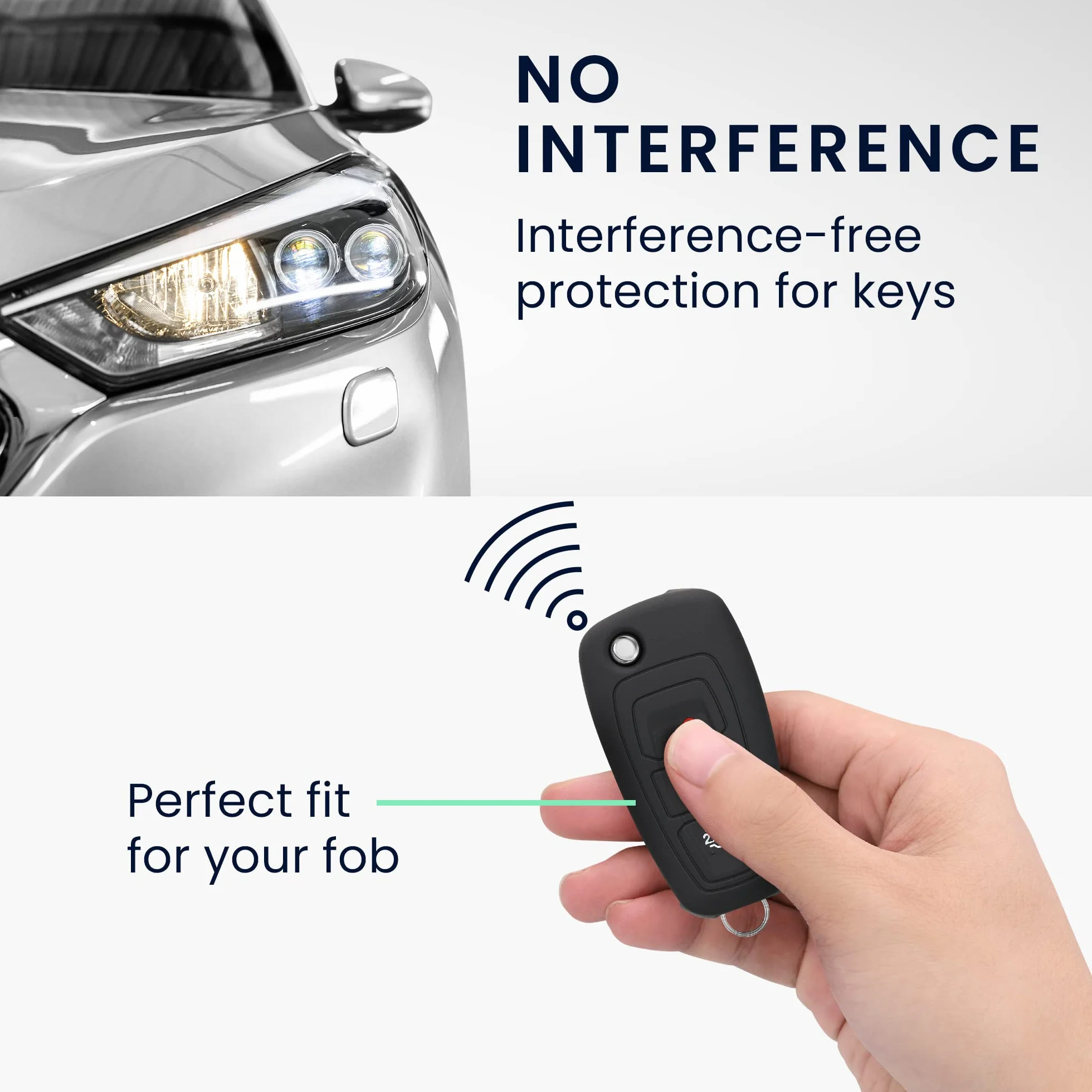 kwmobile Pokrowiec na kluczyk samochodowy Ford z 3 przyciskami, ochronna obudowa kluczyka samochodowego, miękka, antypoślizgowa, odporna na zarysowania, czarna