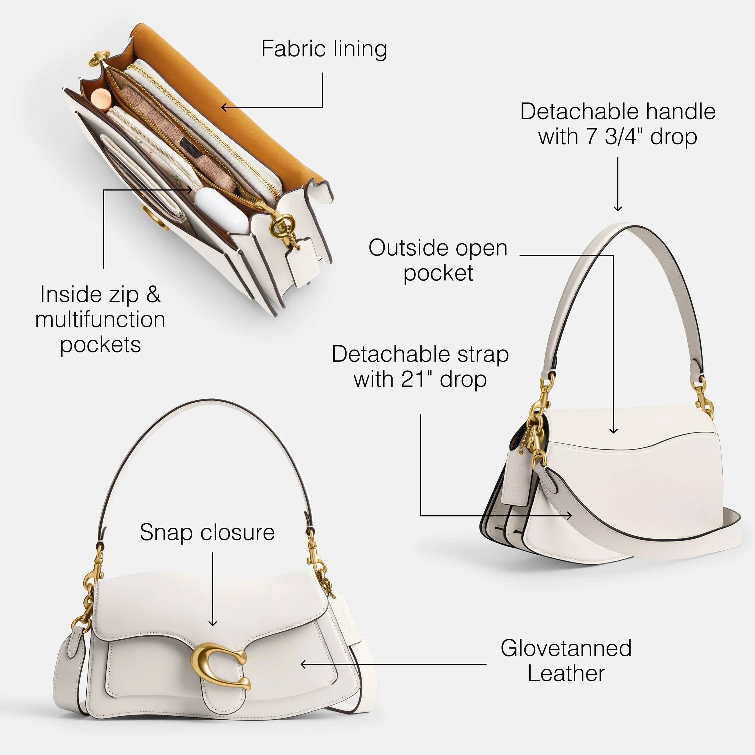Coach Damska torba na ramię Twisted Tabby Shoulder Bag B4/kreda, B4/kreda, jeden rozmiar