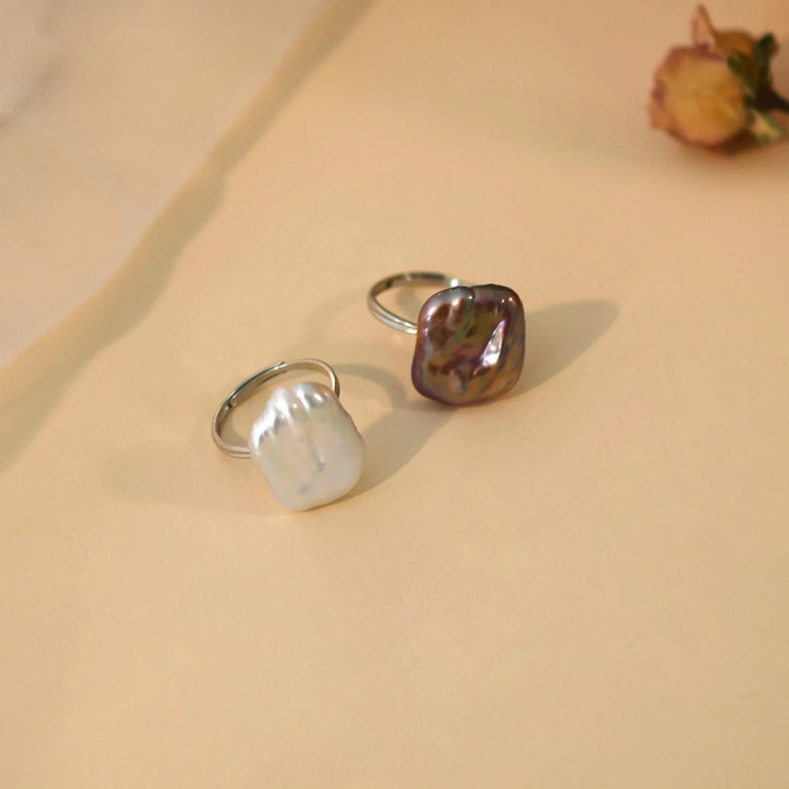 Fioletowa Naturalna Barokowa Perła Słodkowodna 925 Sterling Silver Ring Biżuteria Dla Kobiet Prezenty