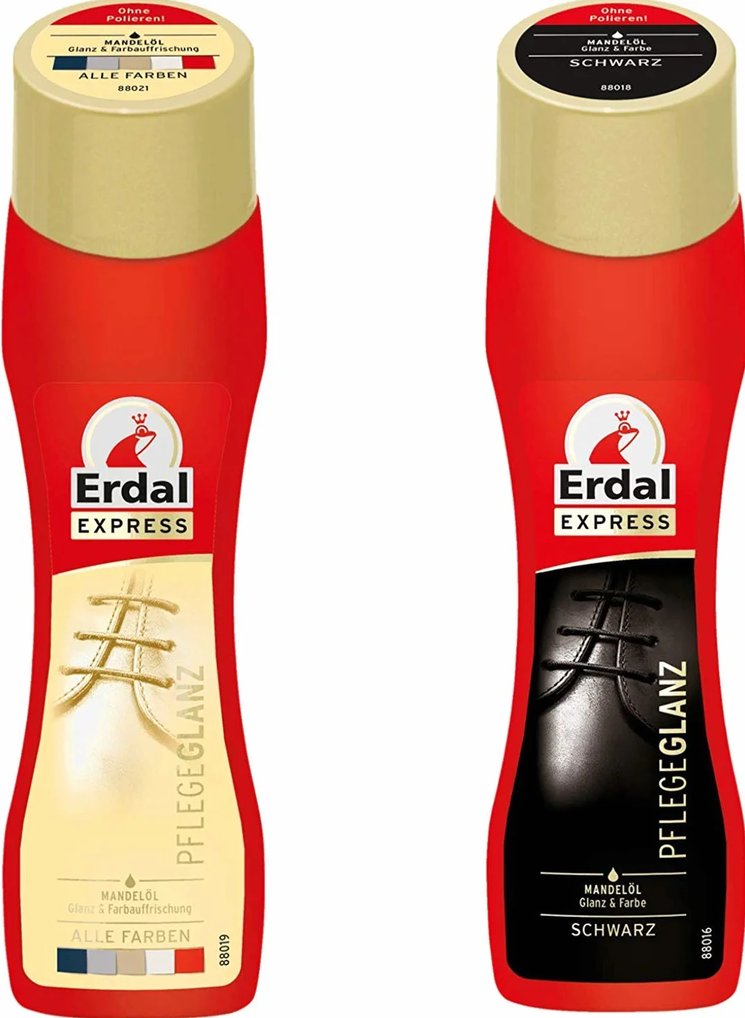 Erdal 2 x Express pielęgnacyjny połysk wszystkie kolory i czarny pasta do butów, olejek migdałowy odświeżający