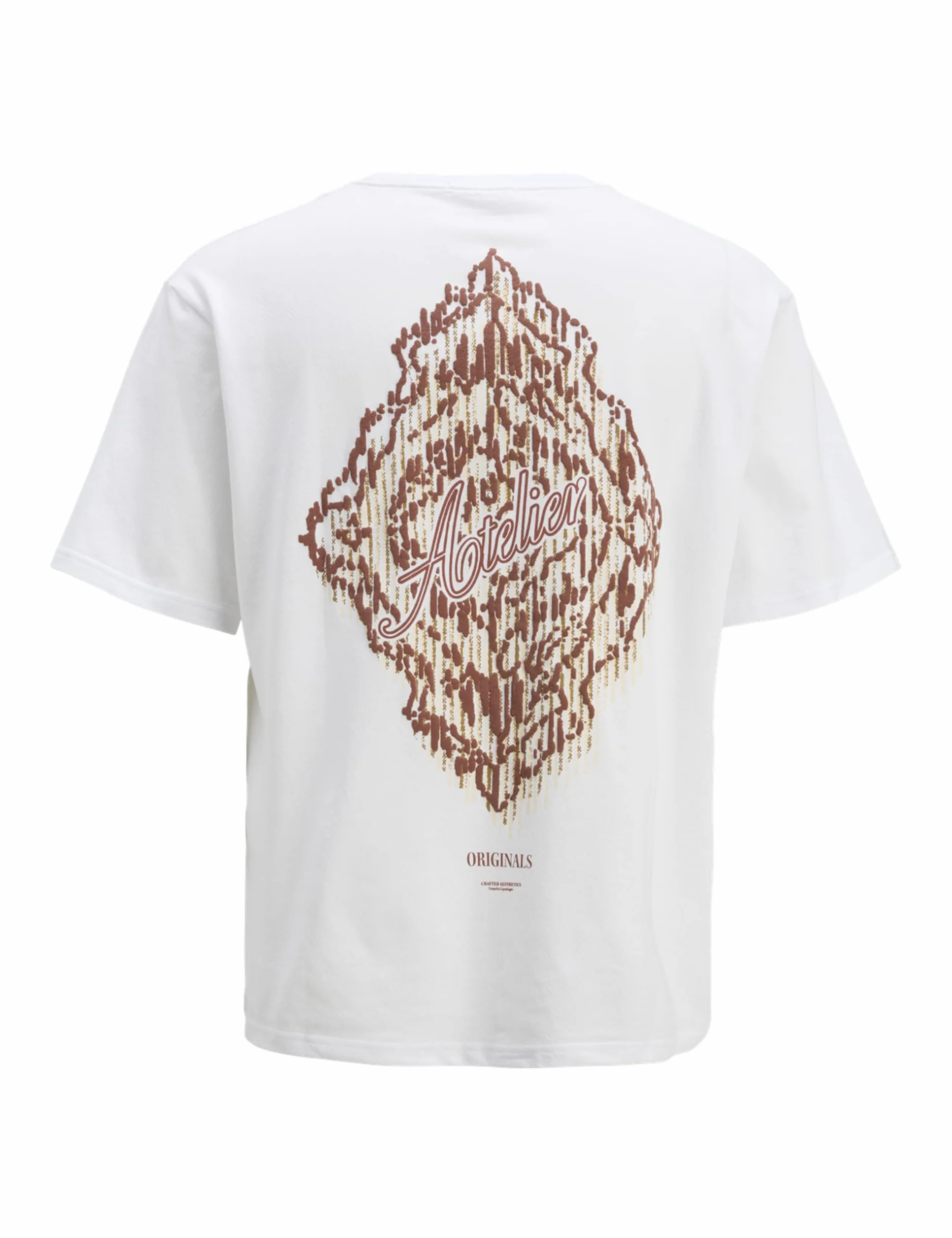 JACK & JONES Koszulka męska Jorhydra Pattern Tee SS Crew Neck, Bright White, M