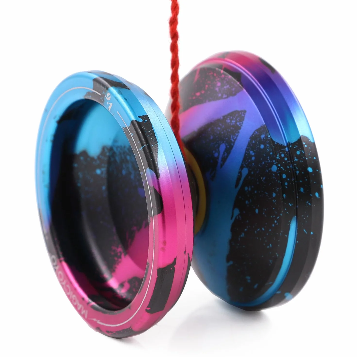 MAGICYOYO V6 Pro responsywne Yoyo z niereagującym łożyskiem dla dzieci i dorosłych sztuczki jojo, podwójna funkcja metalu yoyo z wyjmownikiem + torbą + 10 strun, różowy i czarny i niebieski