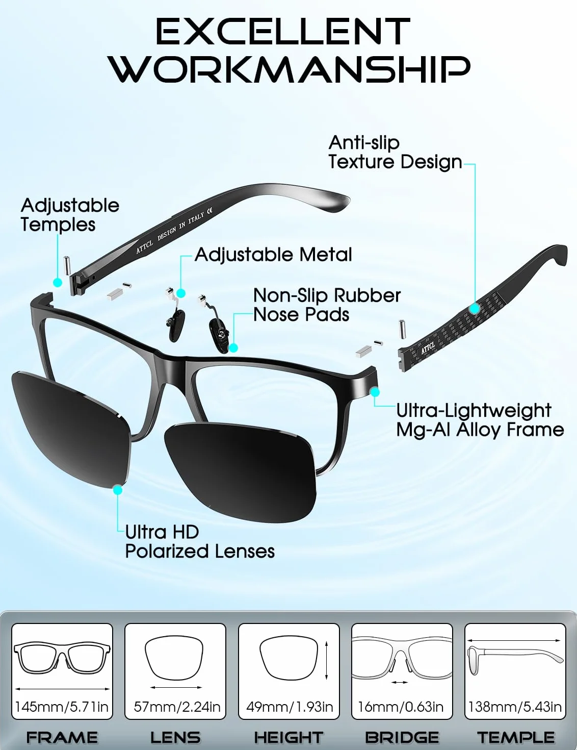 ATTCL m?skie okulary przeciws?oneczne z polaryzacj?, do jazdy, metalowe oprawki ze stopu aluminium i magnezu, ultra, srebrny