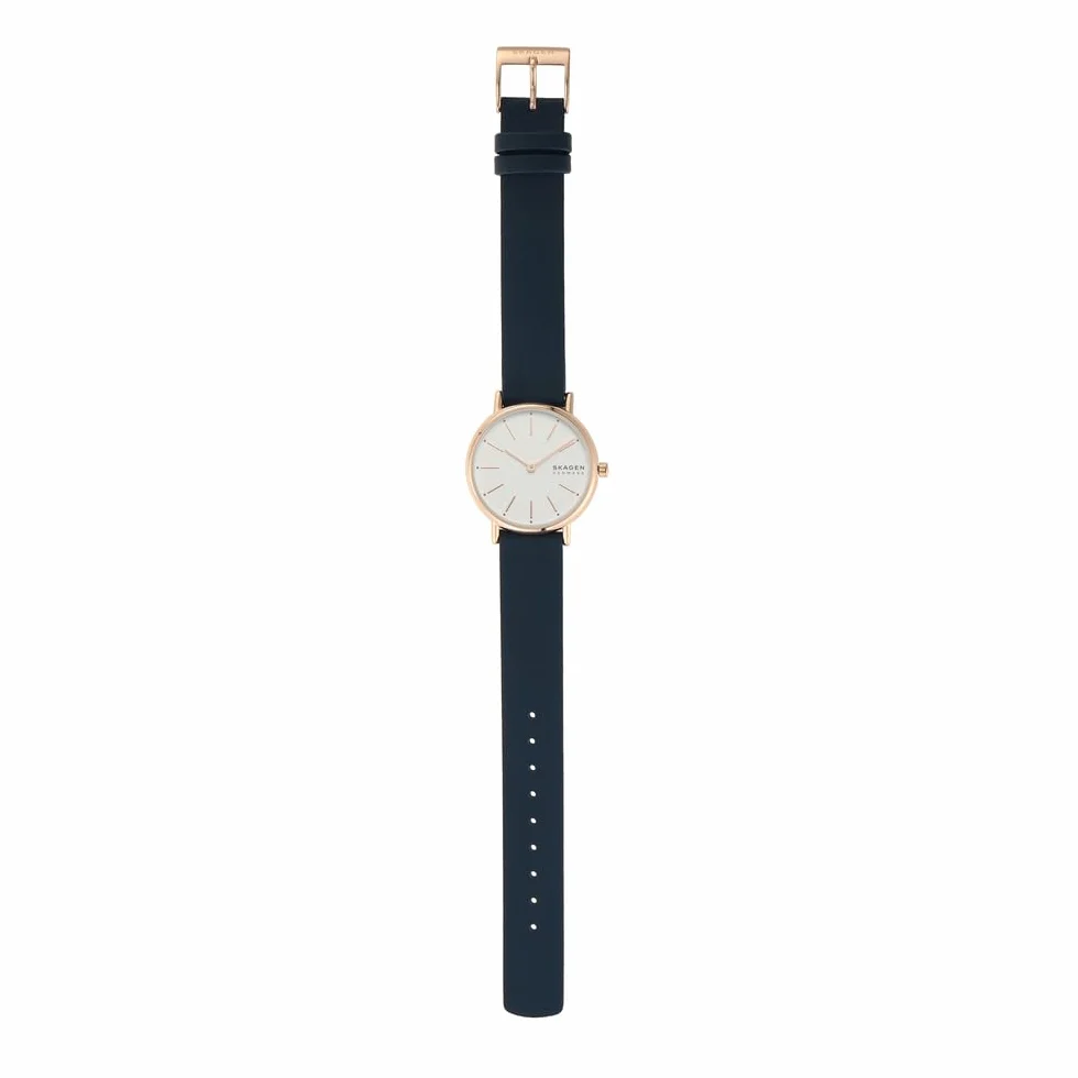 Skagen Signatur Lille Zegarek dla kobiet, Kwarcowy dwuwskazówkowy mechanizm w kolorze różowego złota z paskiem ze stali szlachetnej lub skóry