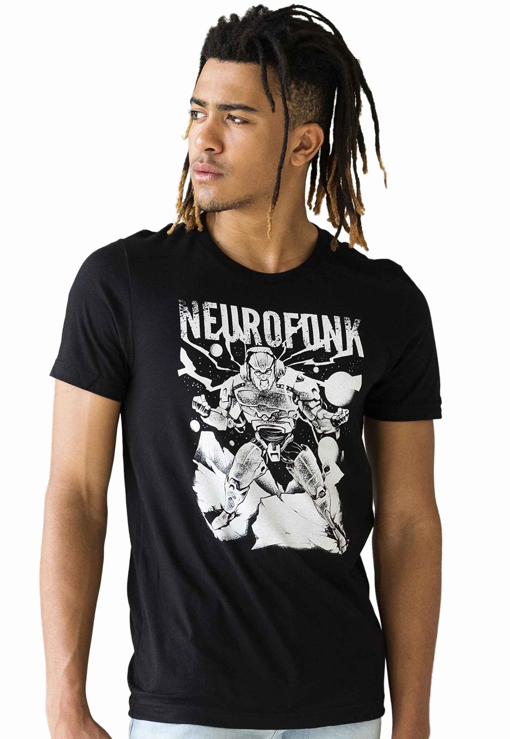 Neurofunk Destruction T-shirt - perkusyjny i basowy robot DJ muzyczny producent dżunglisty dubstep sitodruk koszulka top