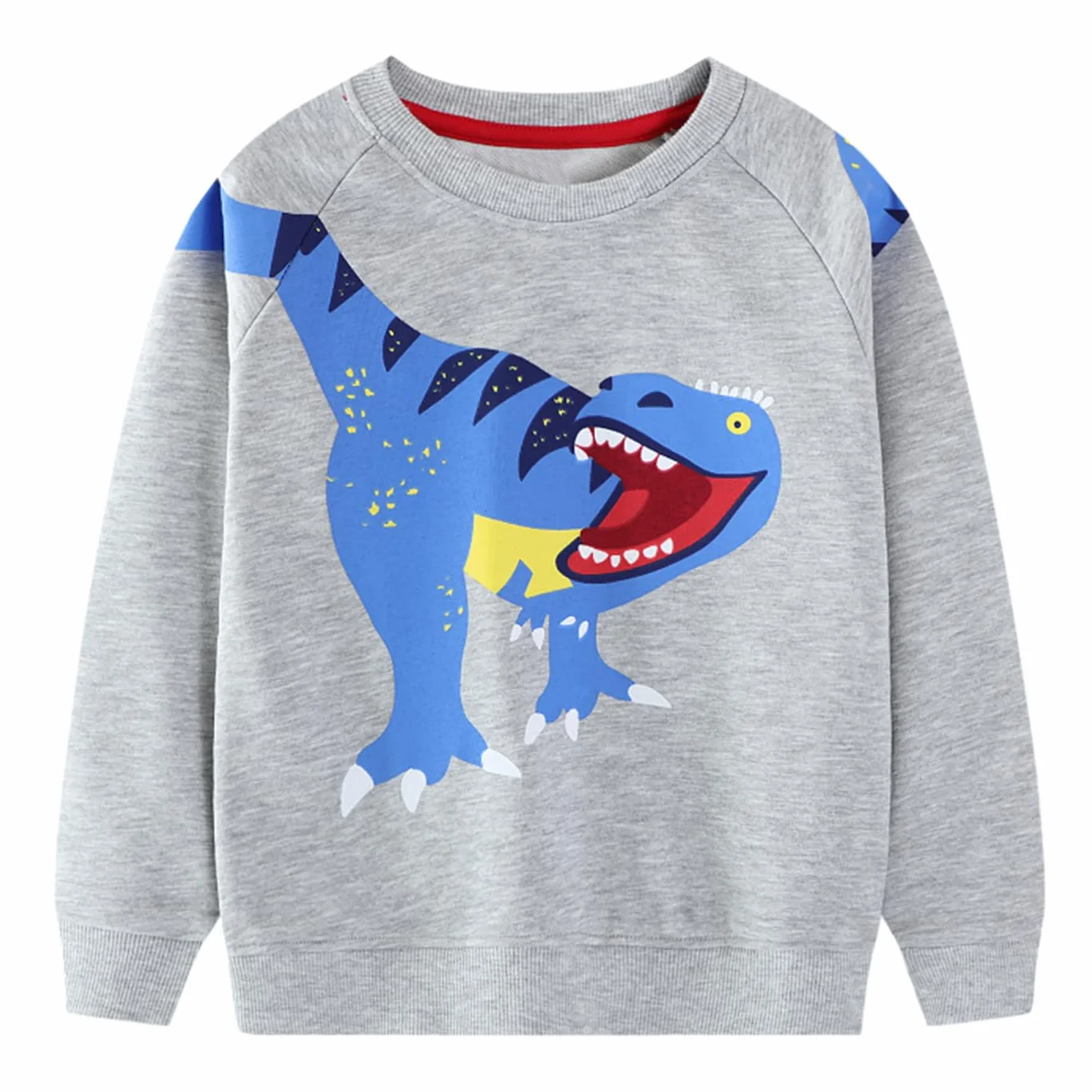 Dziecięca bluza bawełniana okrągły dekolt sweter dinozaury koparka nadruk sweter Święty Mikołaj łoś haftowany sweter ciepły sweter z długim rękawem jesienno-zimowy top dziecięcy 2-7 lat