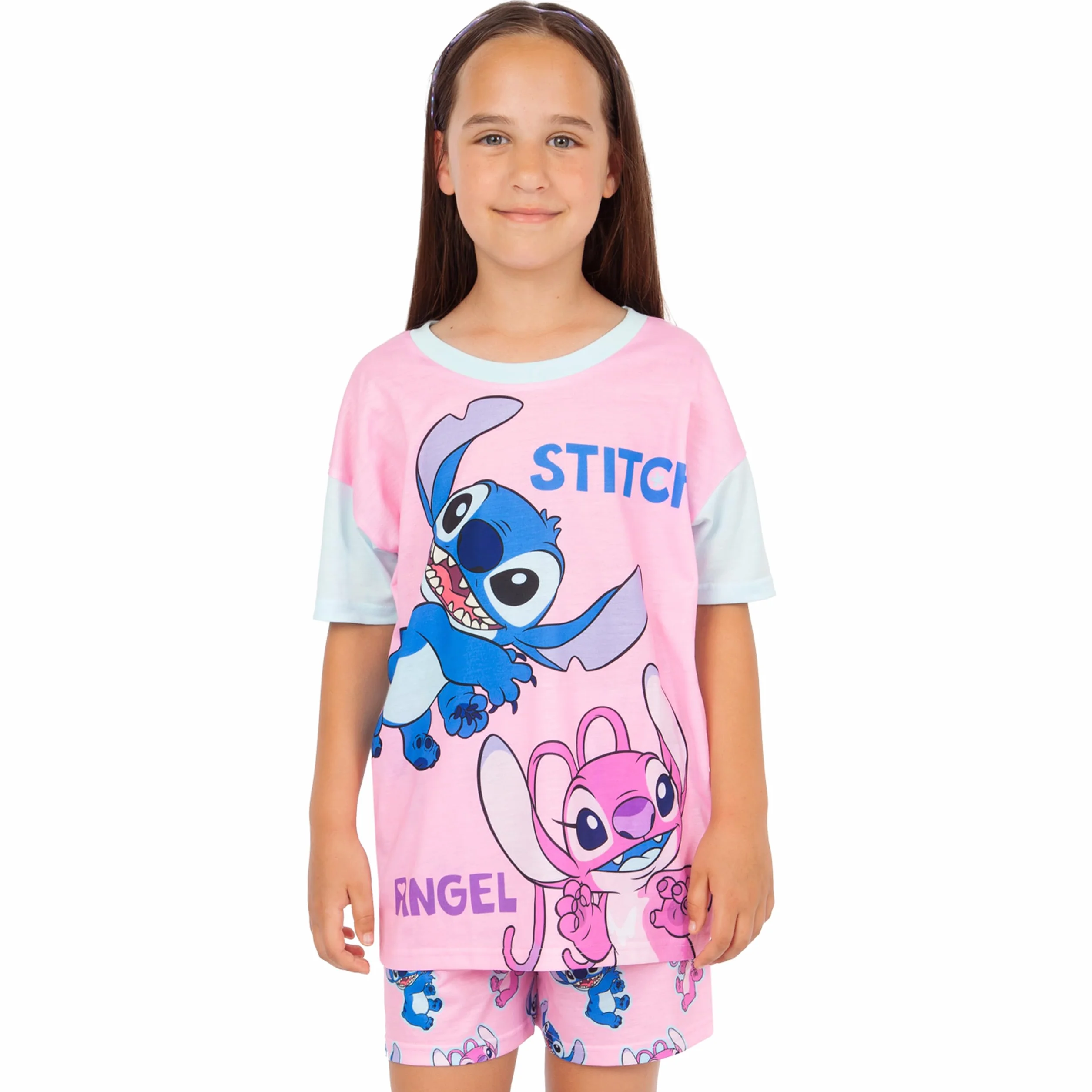 Disney Piżamy | Lilo I Stitch Piżamy | Dziewczęce Krótkie Piżamy | Stitch I Angel Dziewczęce Pyjama