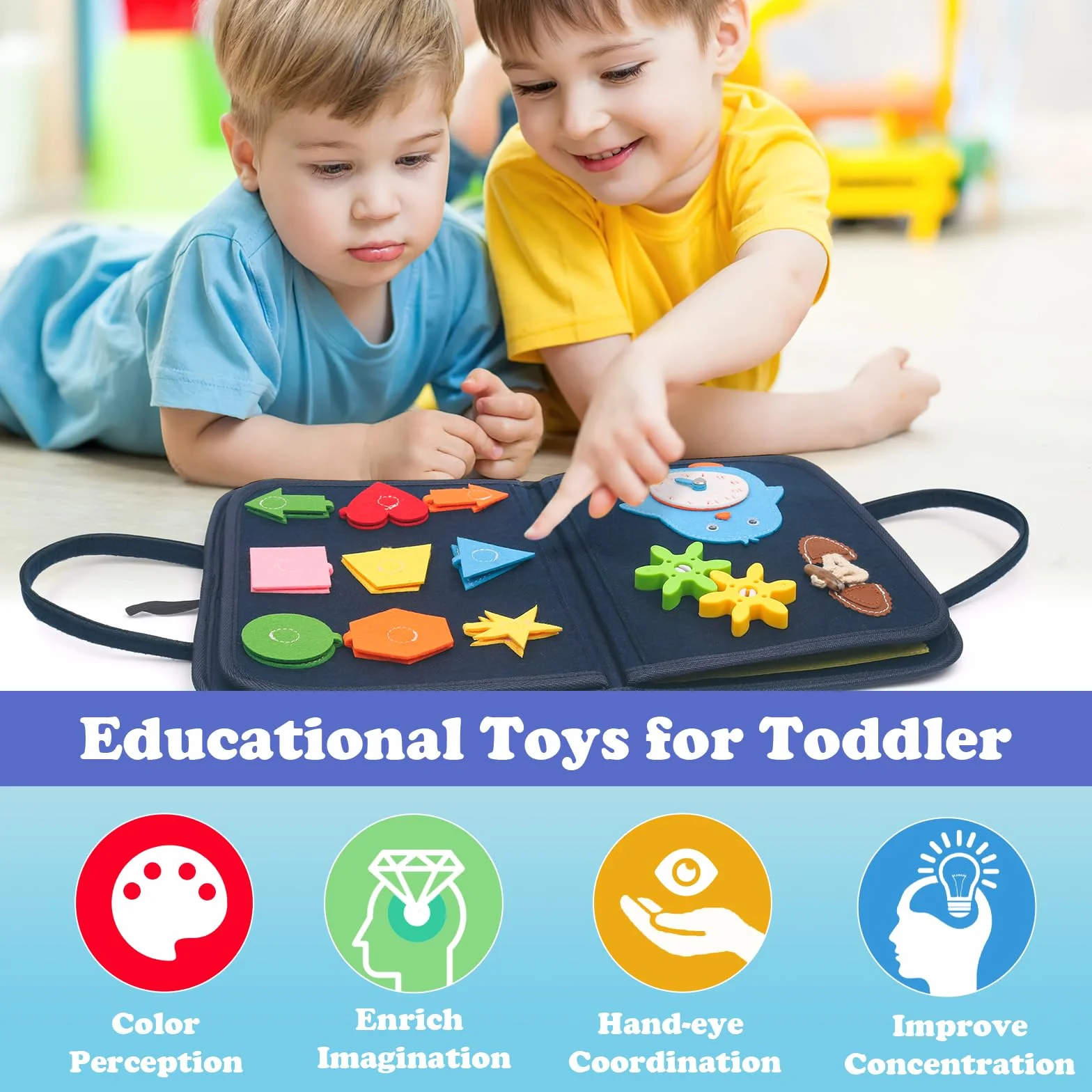 Withosent Busy Board dla małych dzieci, 4-warstwowa, przenośna deska do ćwiczeń Montessori, zabawka dla dzieci od 3 do 4 lat, dla dziewcząt, chłopców, do nauki podstawowej wiedzy