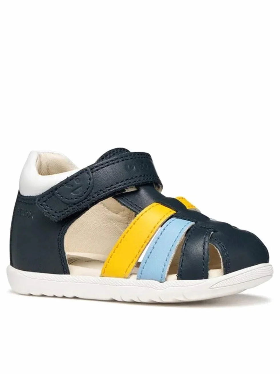 Geox B sandały Macchia Boy, niemowlęce 0-24, Navy Dk Yellow, 23 EU