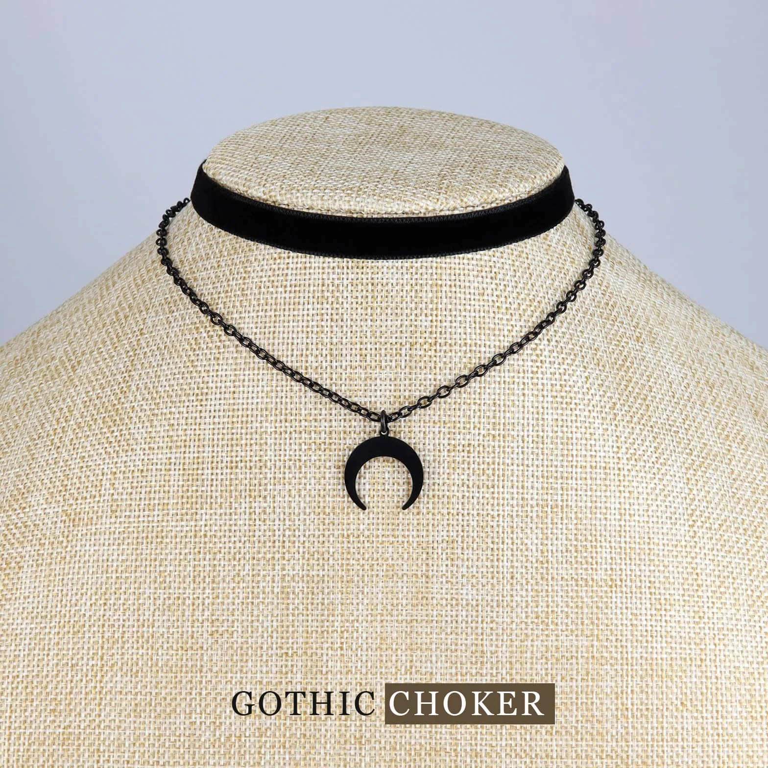 Kotkiddy Gotycki naszyjnik choker, dla kobiet, czarny aksamitny naszyjnik, naszyjnik warstwowy, biżuteria gotycka dla kobiet
