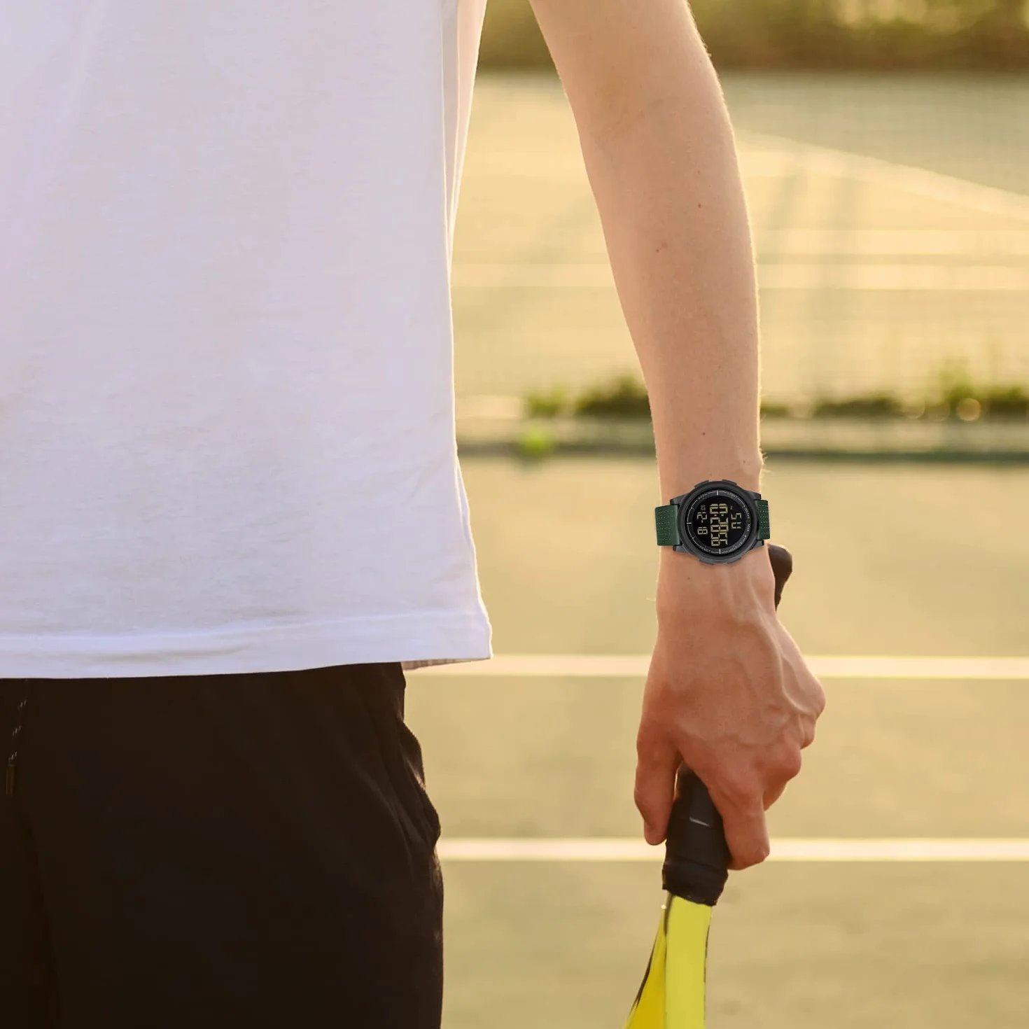 GOLDEN HOUR Ultracienkie, minimalistyczne, sportowe, wodoodporne zegarki cyfrowe dla mężczyzn z szerokokątnym wyświetlaczem i gumowym paskiem na rękę dla mężczyzn i kobiet