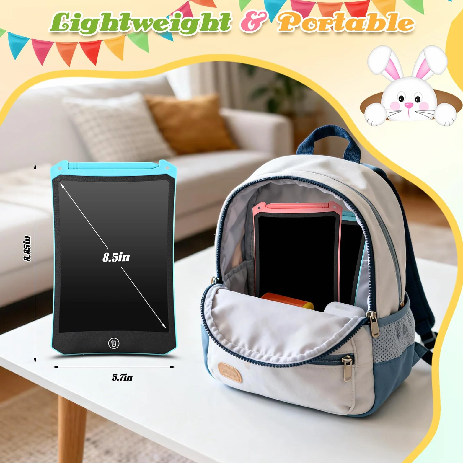 RaceGT 2PCS Kolorowy tablet LCD do pisania 8.5'' Magiczna tabliczka dla dzieci, tablet do pisania dla dzieci, tablet graficzny LCD, zabawka dla dzieci dla dziewczynek w wieku 2 3 4 5 6 lat
