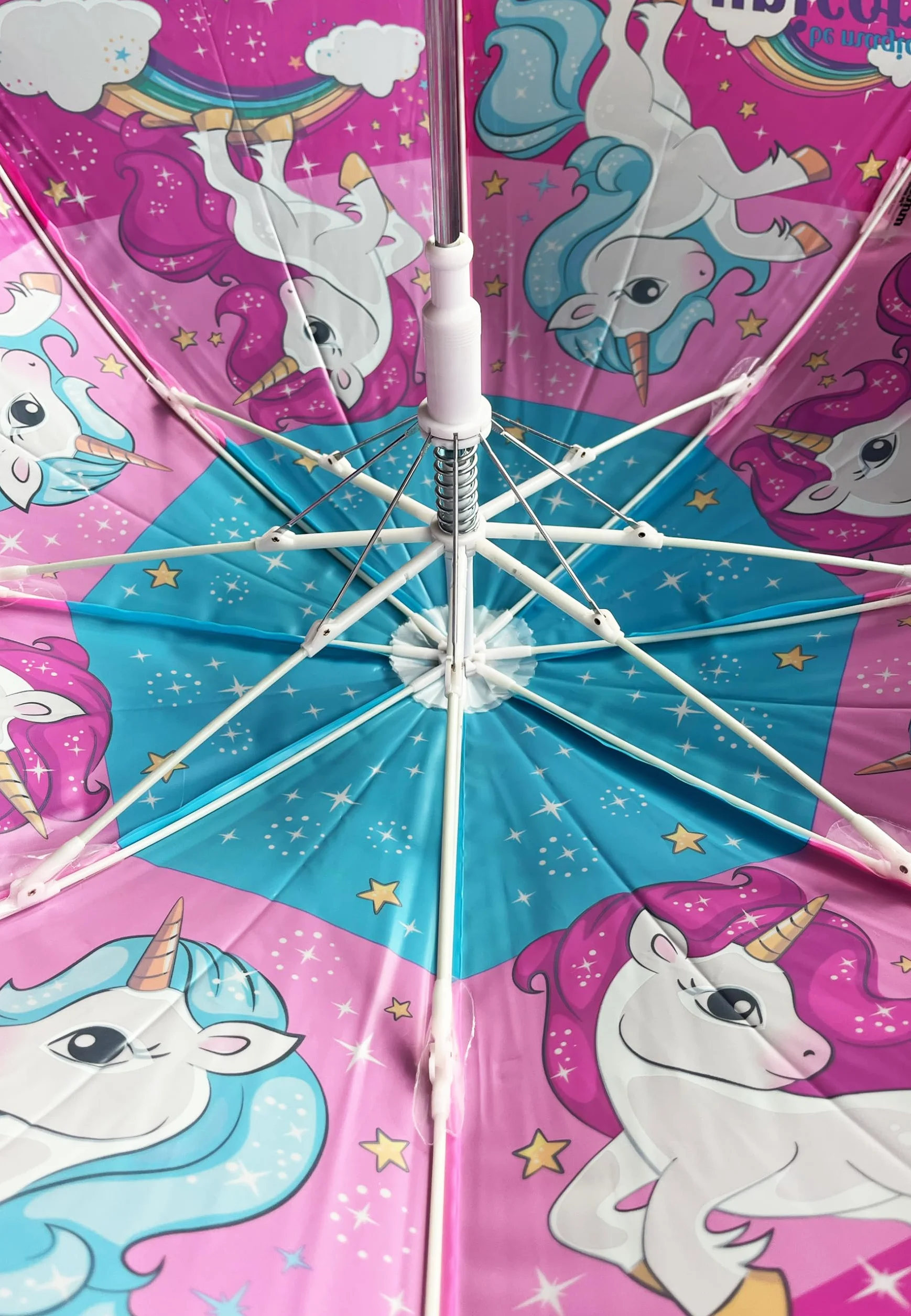 Yuhu Parasol dziecięcy z jednorożcem dla dziewczynek | kolorowy parasol z motywem tęczy | lekki parasol dla dzieci od 3 lat | stabilny i odpowiedni dla dzieci