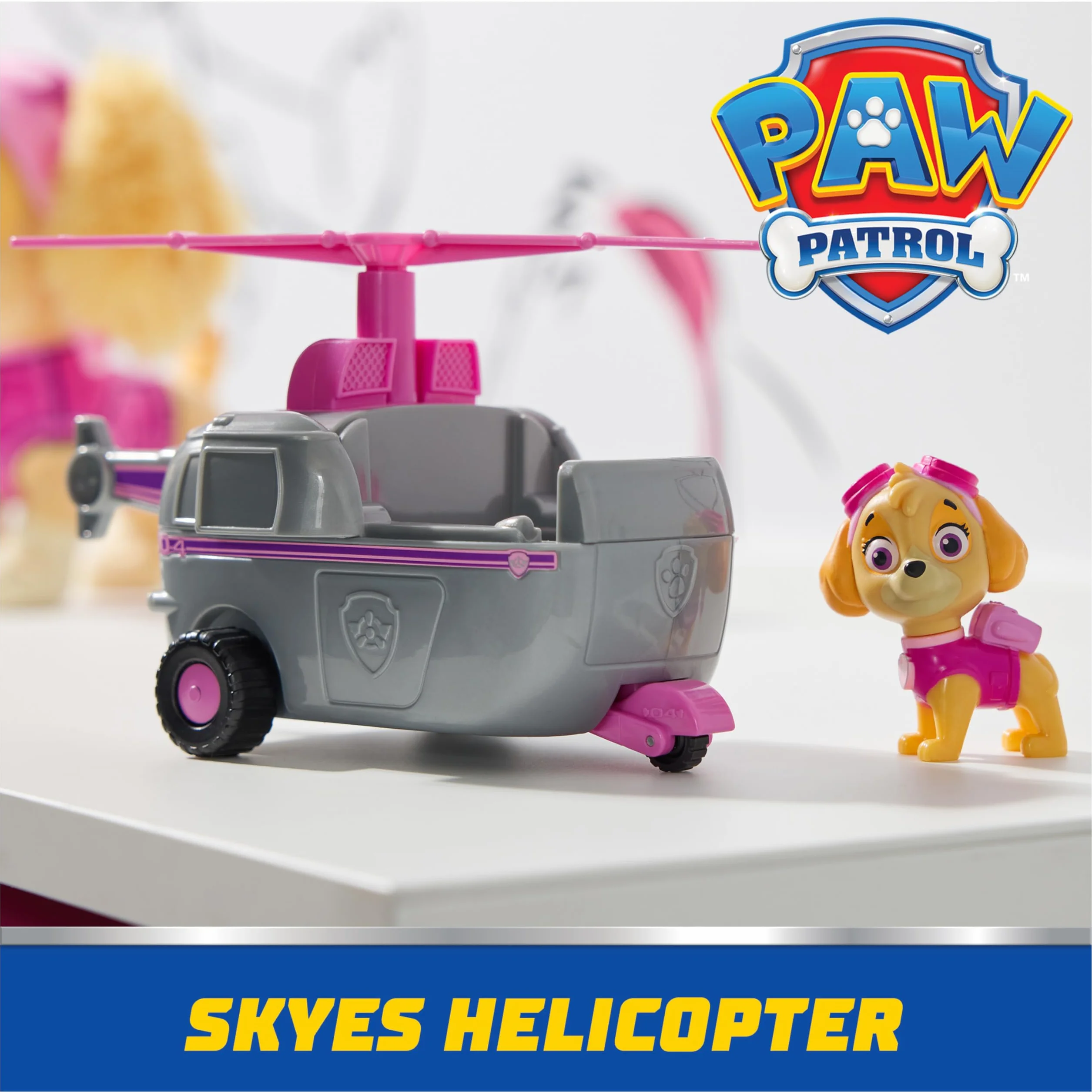 Psi Patrol, helikopter Skye, zabawkowy pojazd z kolekcjonerską figurką, zabawki dla chłopców i dziewczynek w wieku od 3 lat, wyprodukowane zgodnie z zasadami zrównoważonego rozwoju