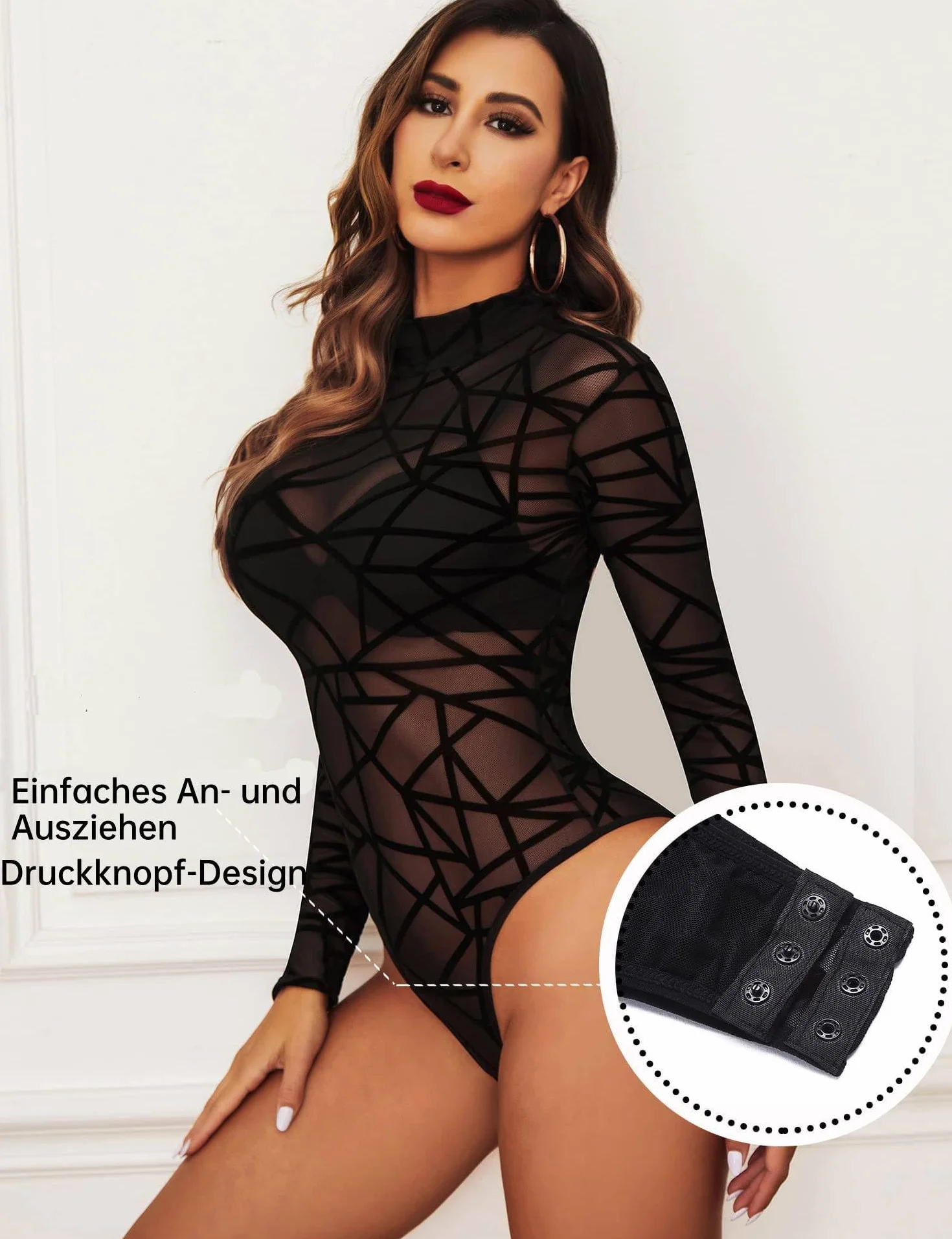 Avidlove Seksowne Body Damskie Przezroczyste Siatkowe Top Stylowe Body z Krótkim Rękawem