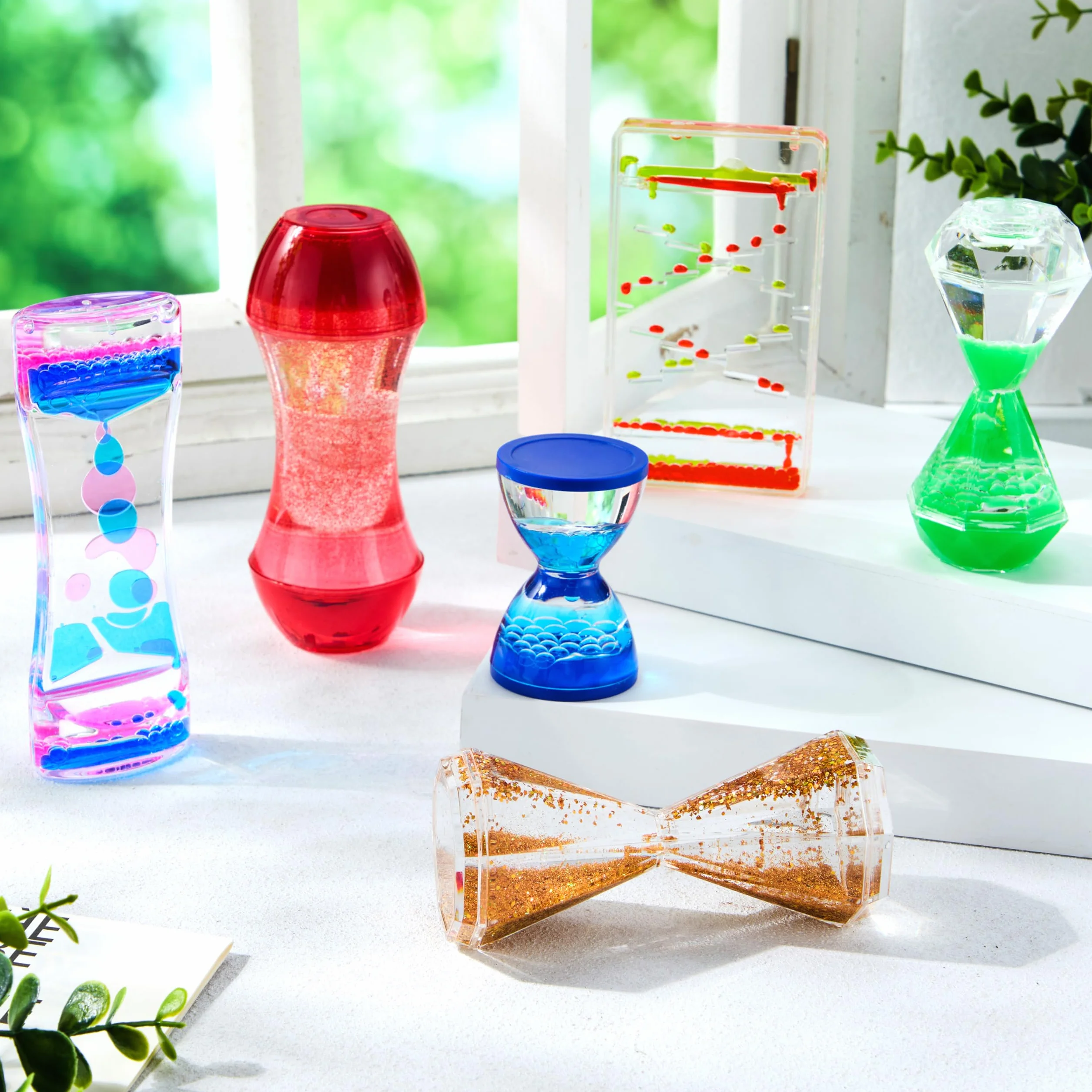 JOYIN 6 szt. sensoryczne zabawki Fidget Tubes dla dzieci z autyzmem, upominki na urodziny dzieci, kojące butelki sensoryczne z wodą przeciwko stresowi, cicha zabawka do klasycznego narożnika