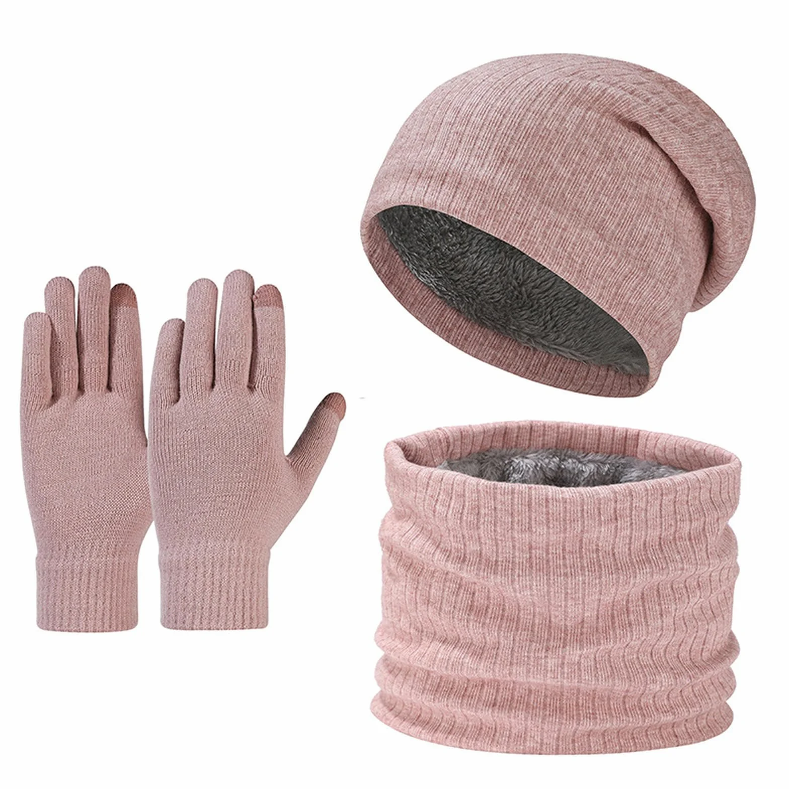 czapka szalik i rękawiczki zestaw damski kapelusz szalik rękawiczki zestaw, damski i męski 3 w 1 zimowy ciepły dzianinowy zestaw z dzianinową czapką beanie rękawiczki z ekranem dotykowym