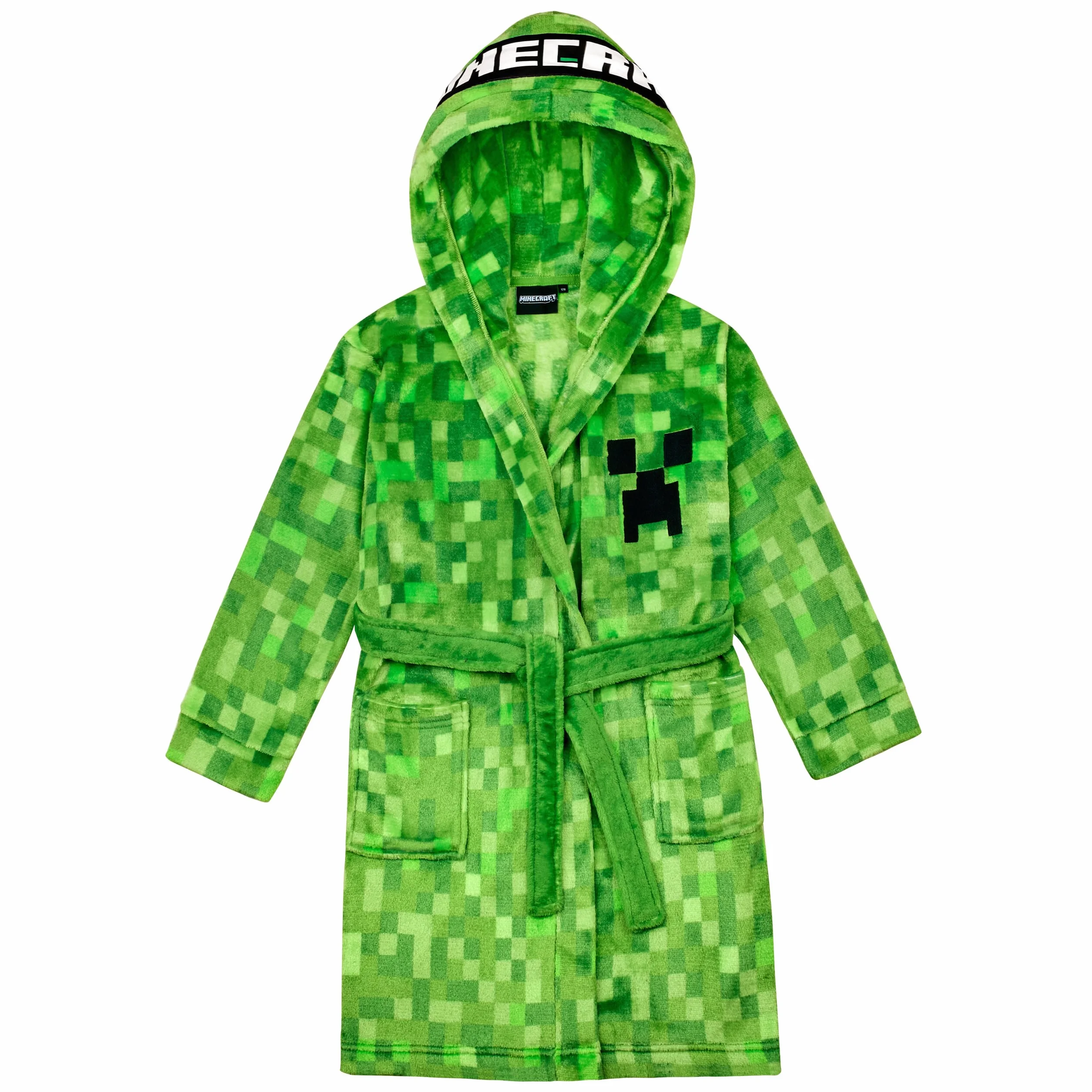 Minecraft Szlafrok dziecięcy chłopięcy polarowy szlafrok poranny z kapturem Creeper Design
