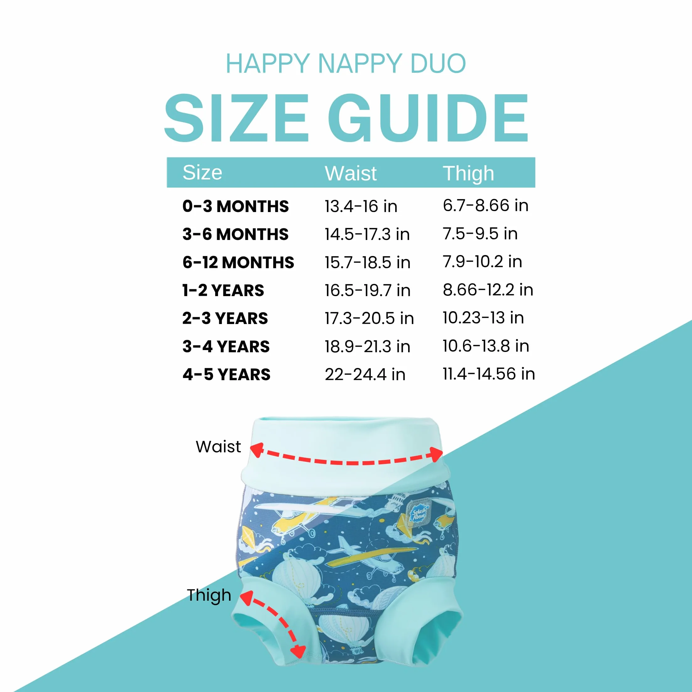 Splash About Happy Nappy Duo Wiederverwendbare Schwimmwindel, Up in the Air, 2-3 lata